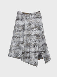 rホイルチェックイレギュラーヘムスカート