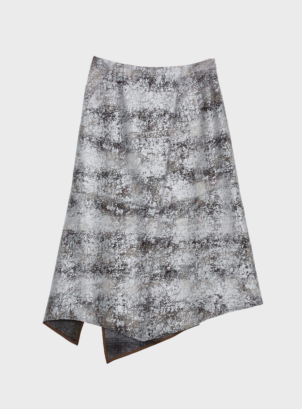 rホイルチェックイレギュラーヘムスカート