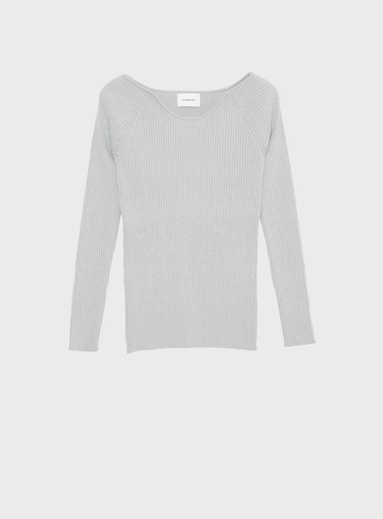 カーブネックニットプルオーバー