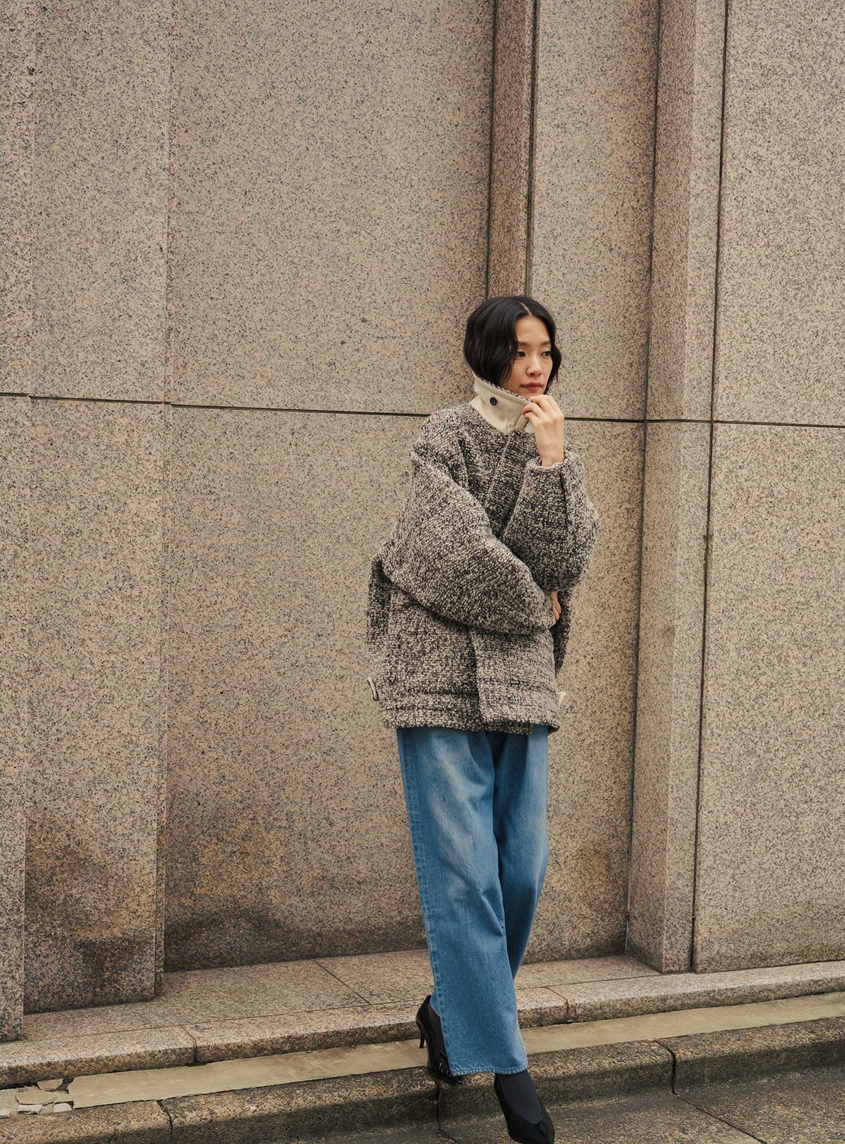 rツイードチェックブルゾン