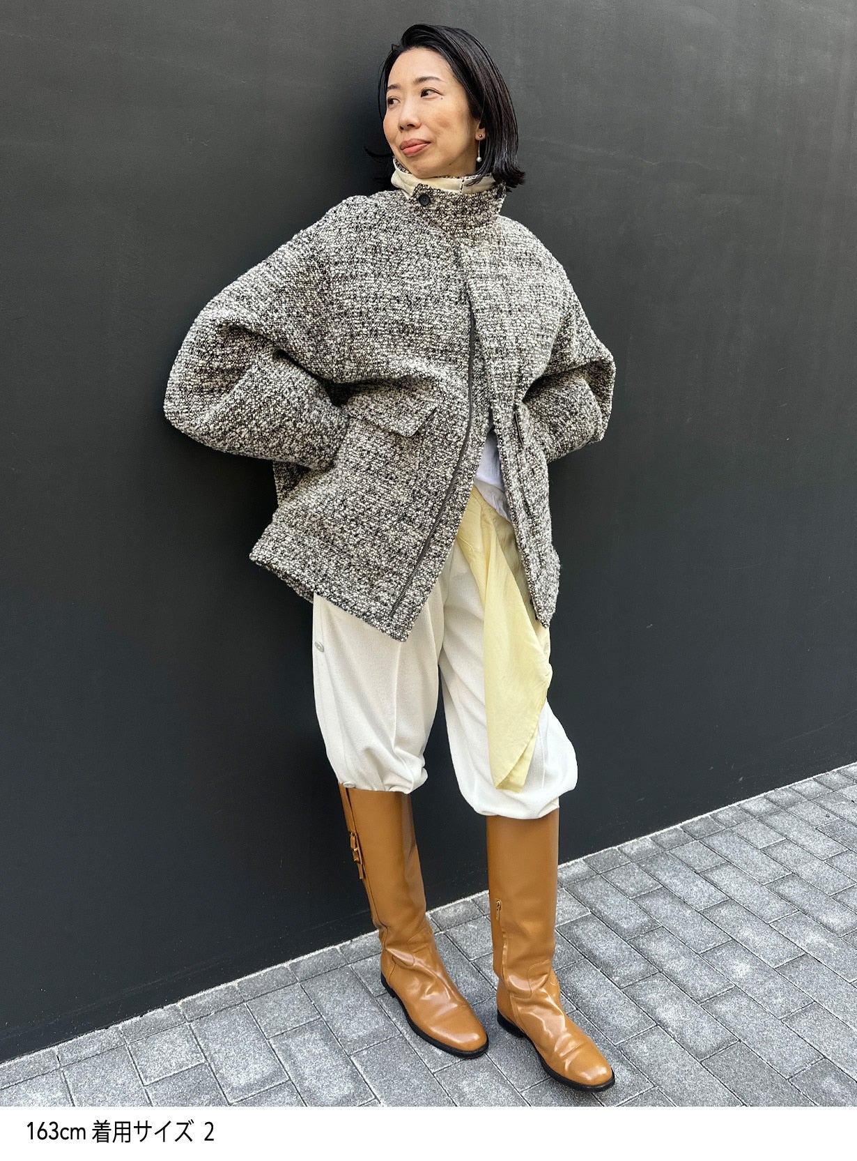 rツイードチェックブルゾン