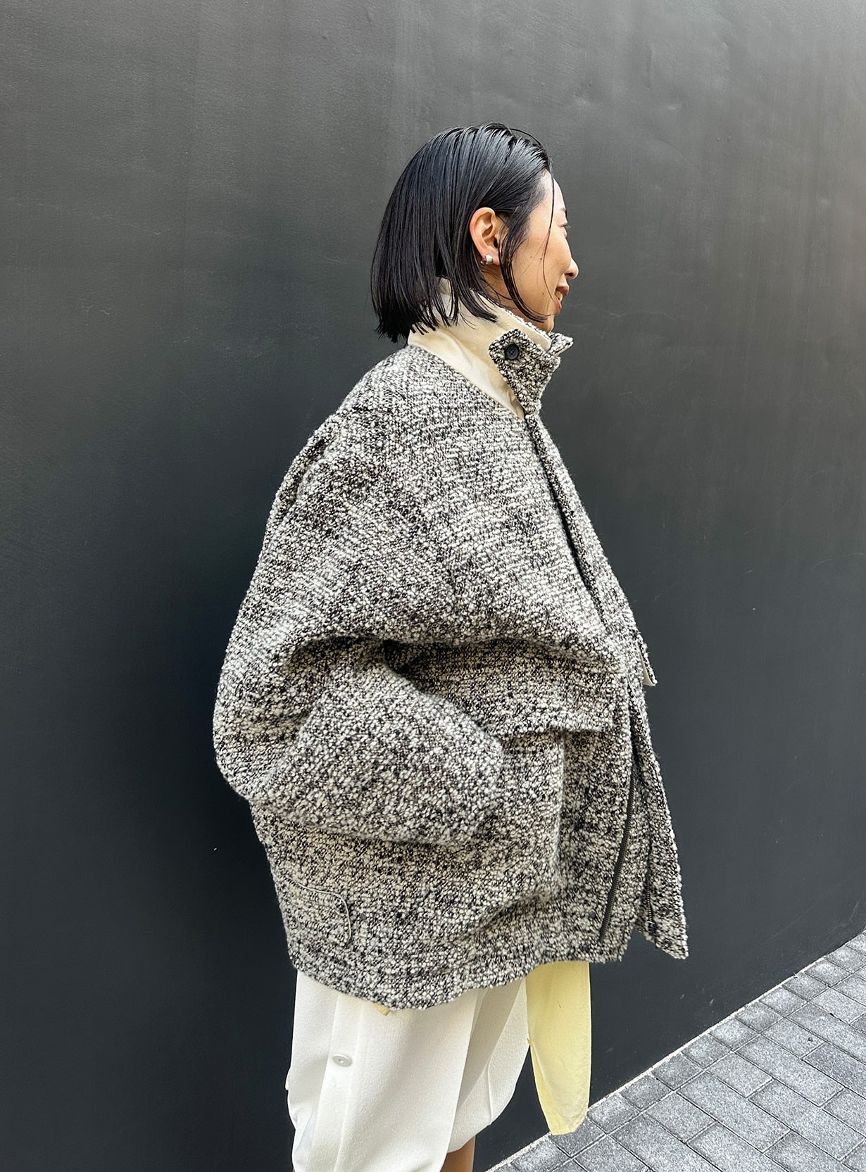 rツイードチェックブルゾン