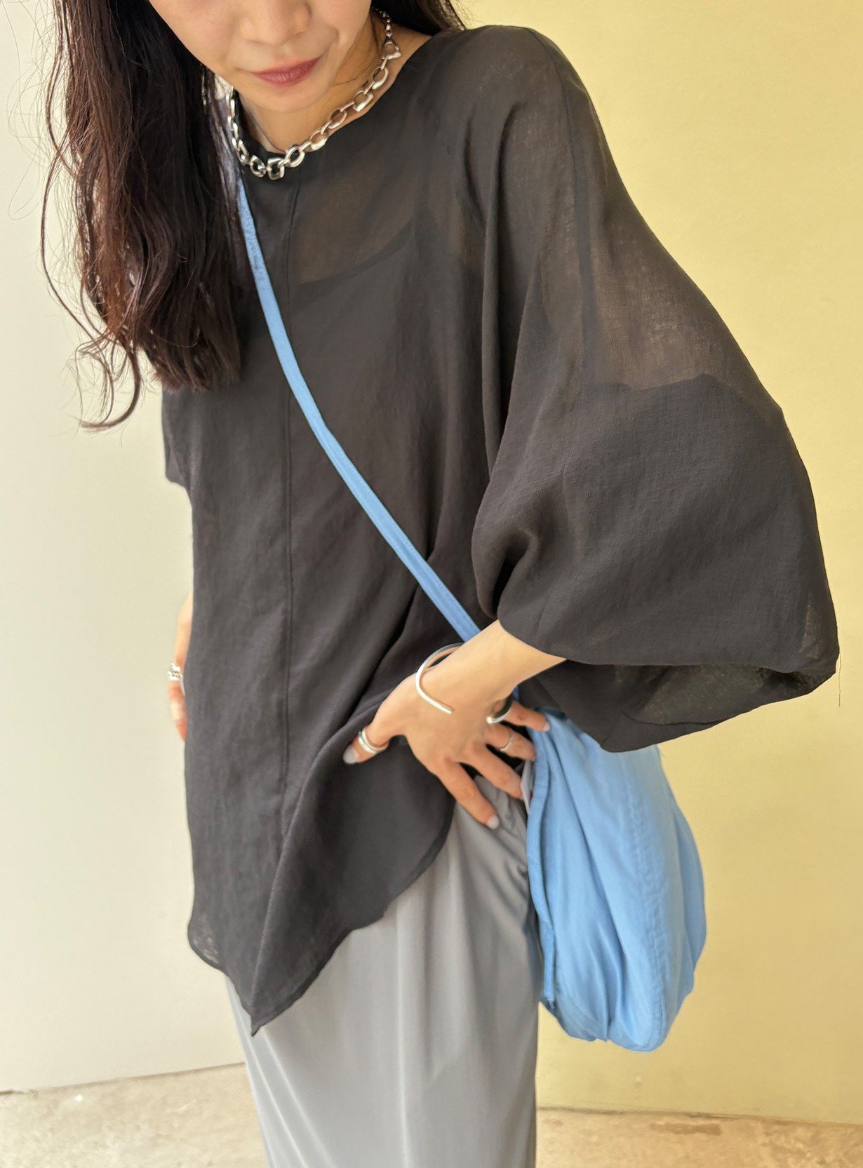 ガーゼラウンドシャツ