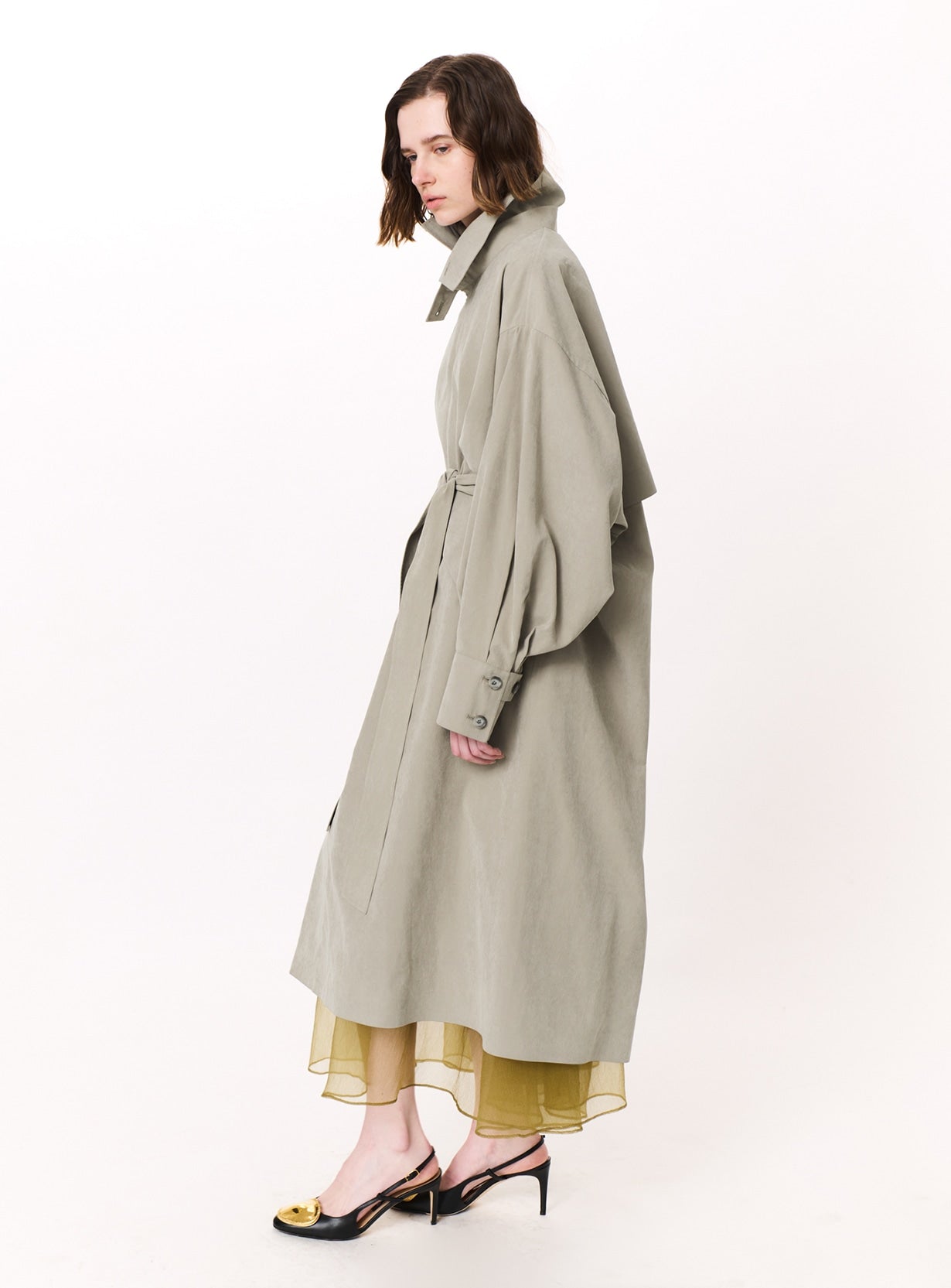 rピーチブラッシュドオーバーコート