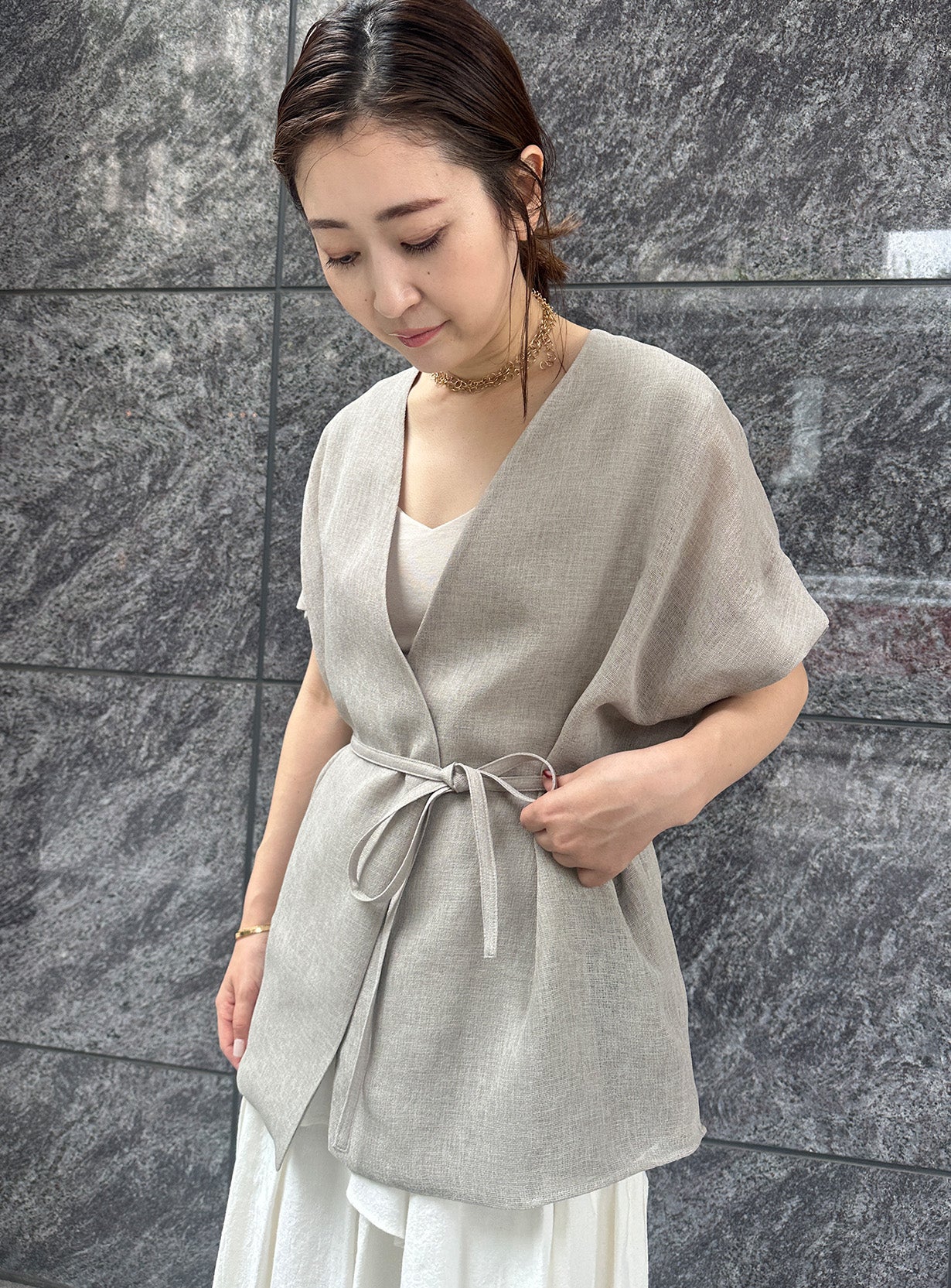 メッシュハオリブラウス