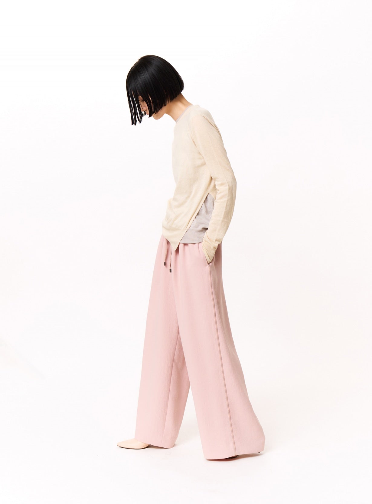 rコットンウールレイヤードプルオーバー