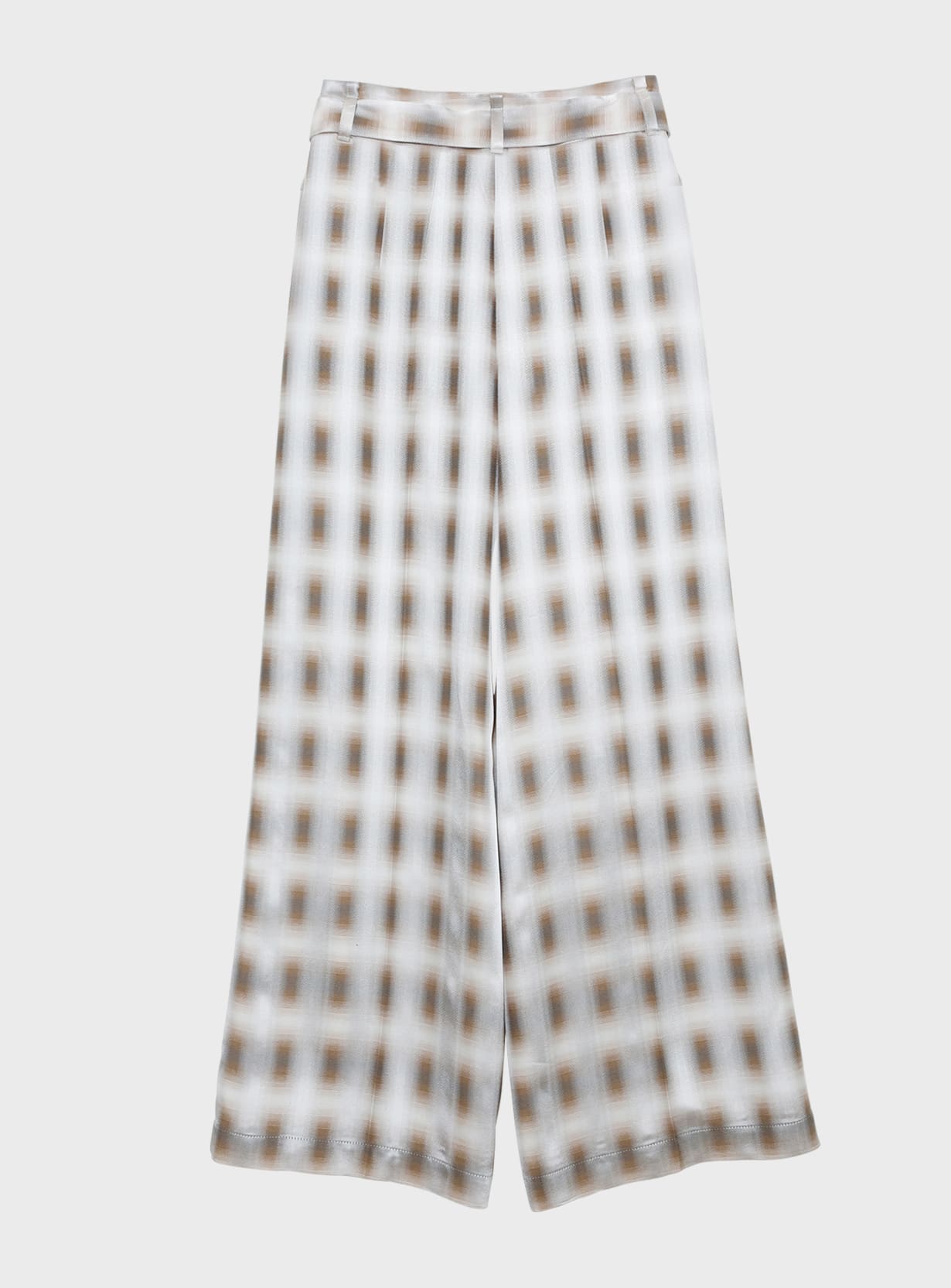 rベルテッドチェックワイドパンツ