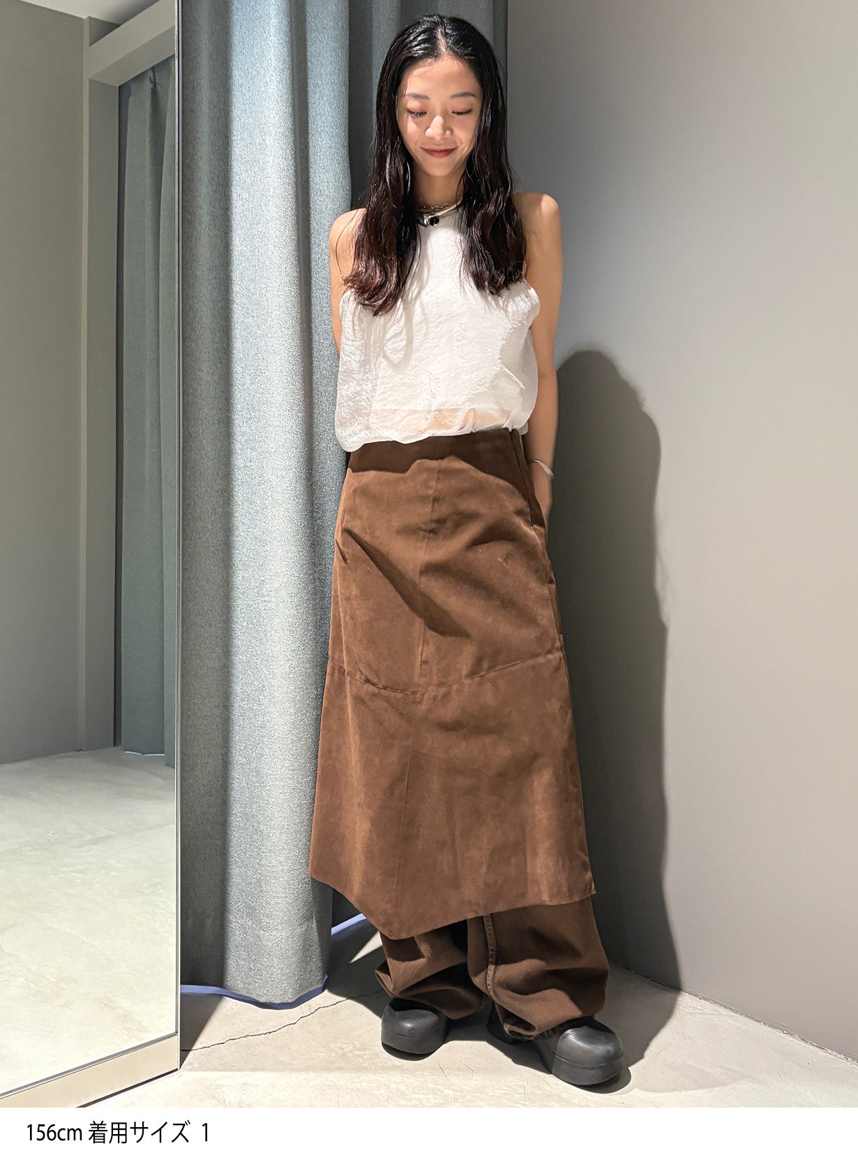 rスウェードイレギュラーヘムスカート