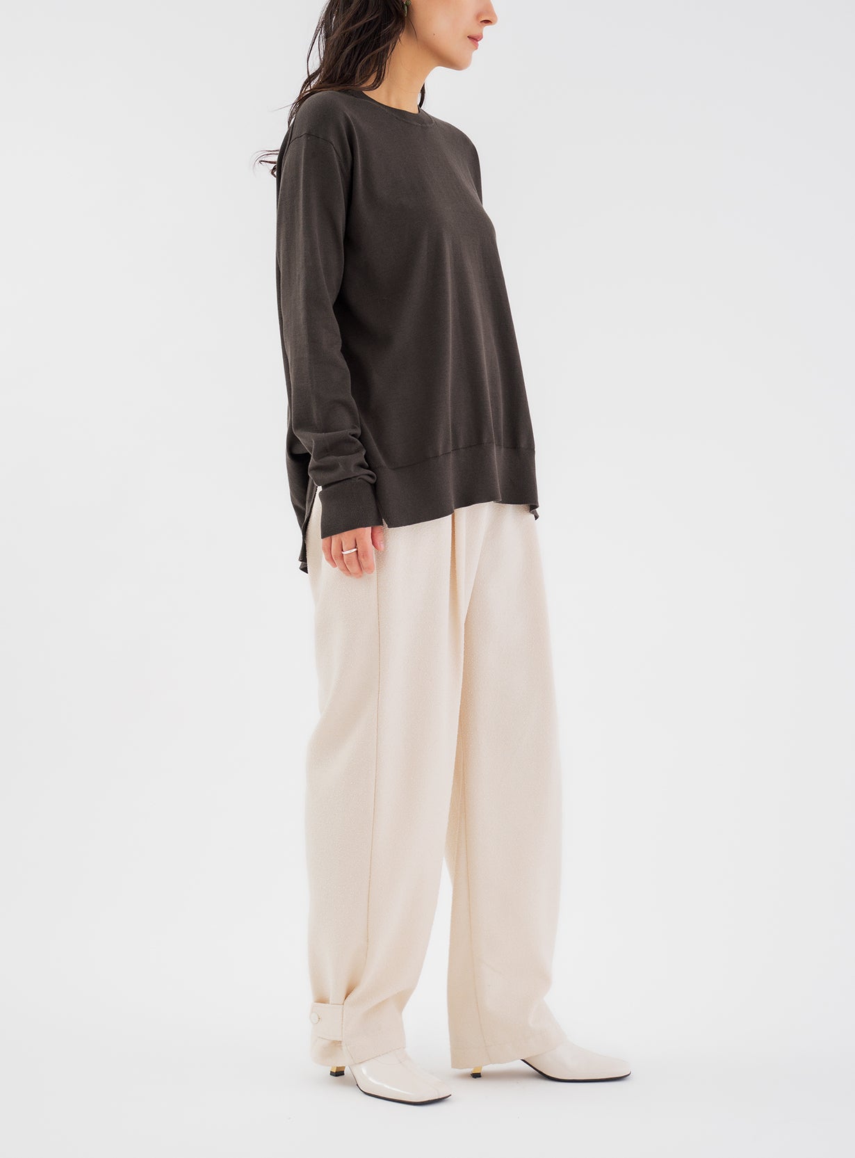 rコットンシルクスリットプルオーバー