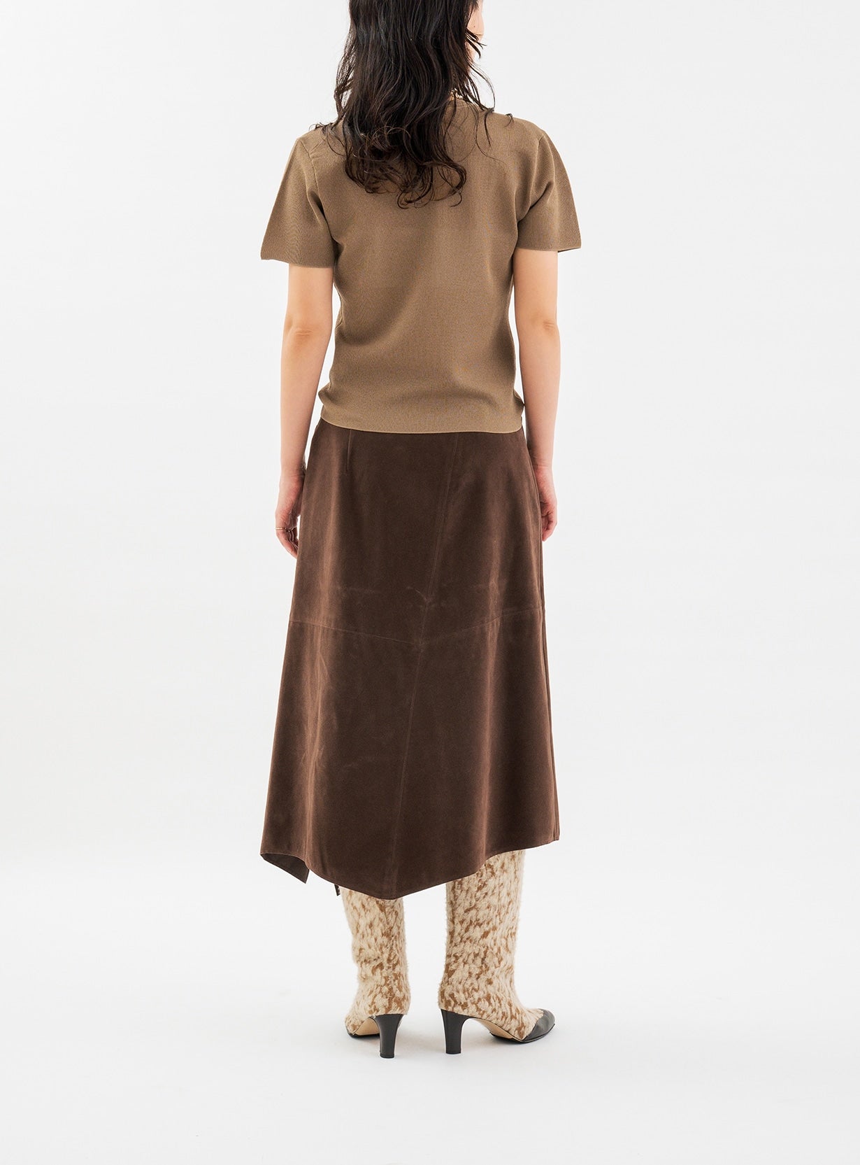 rスウェードイレギュラーヘムスカート