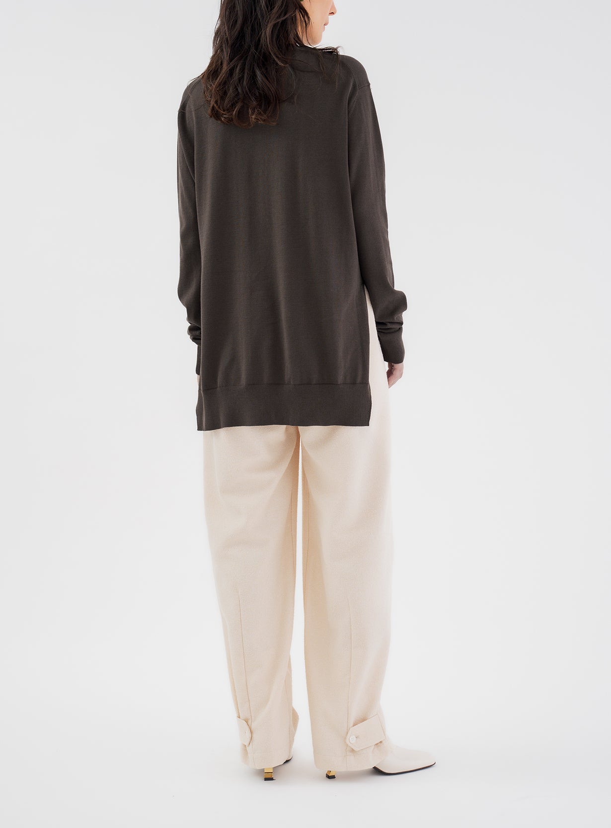 rコットンシルクスリットプルオーバー