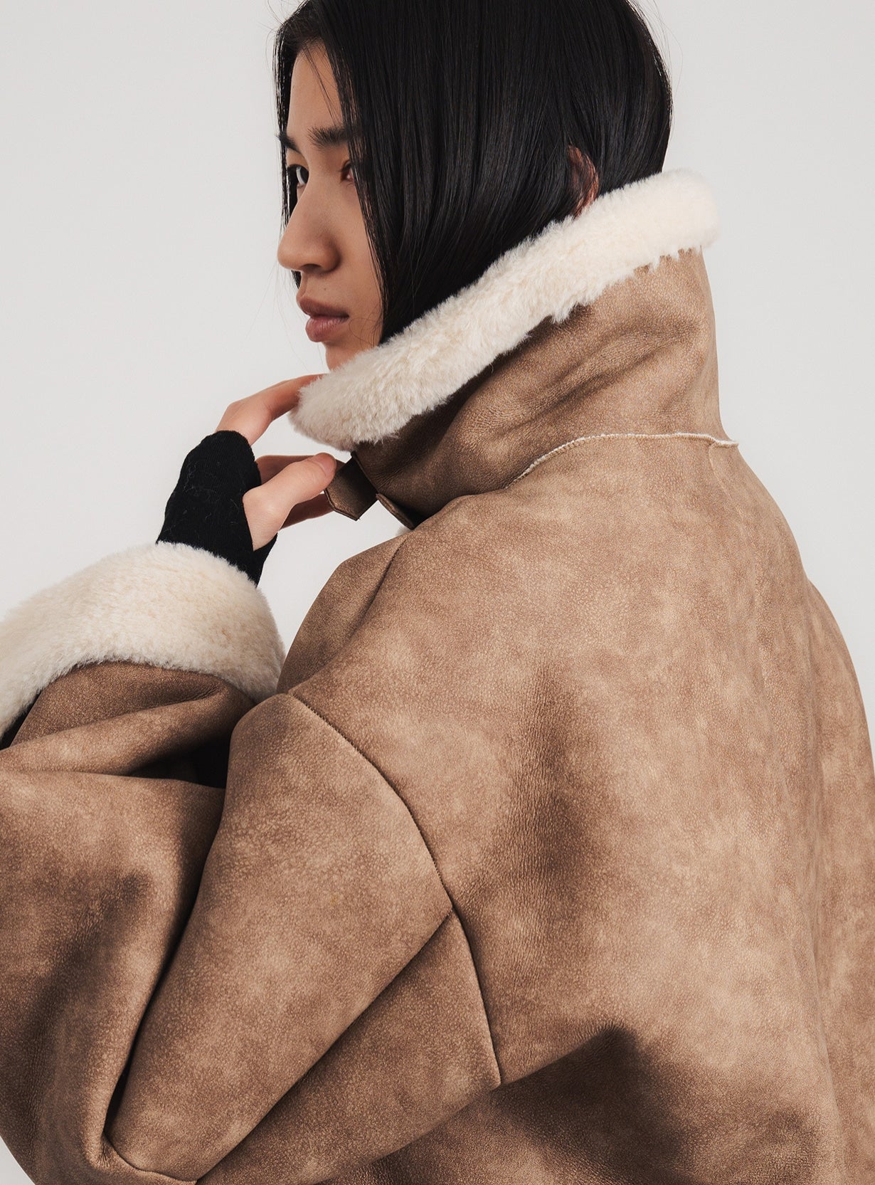 ステンカラーボアコート