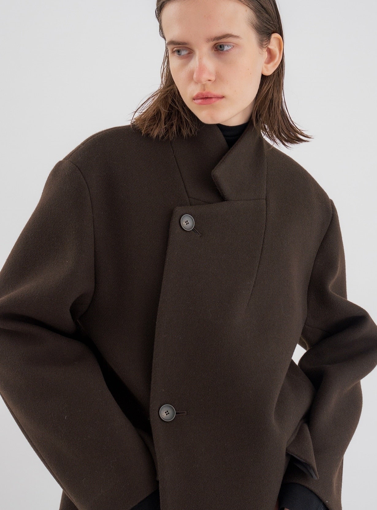 スタンドカラーメルトンコート