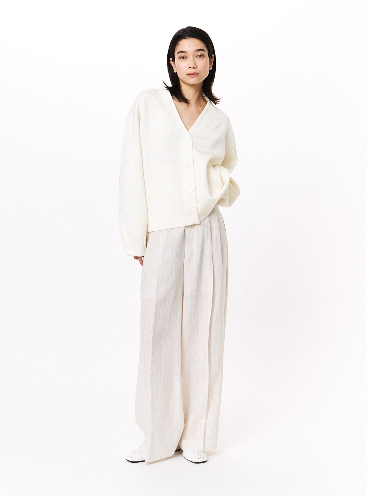 rストライプストレートパンツ