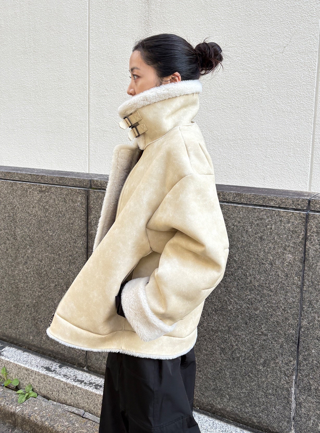 ステンカラーボアコート