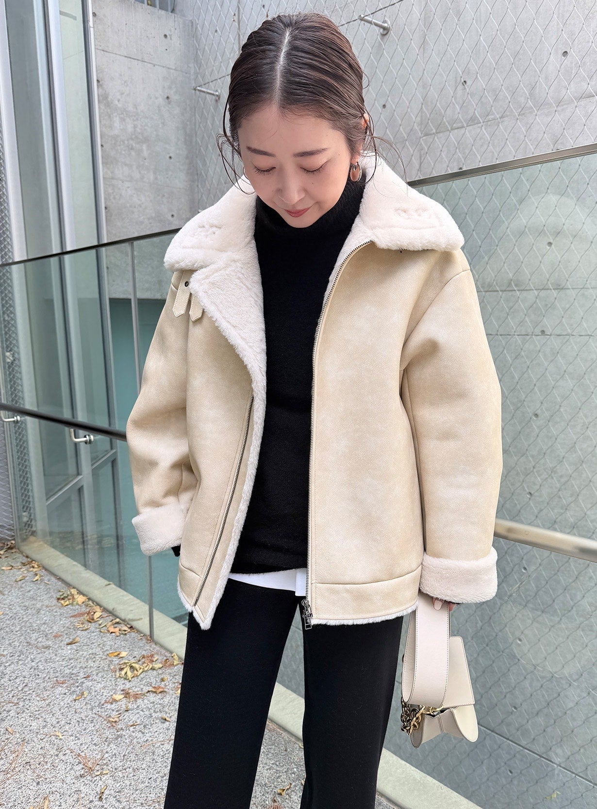 ステンカラーボアコート