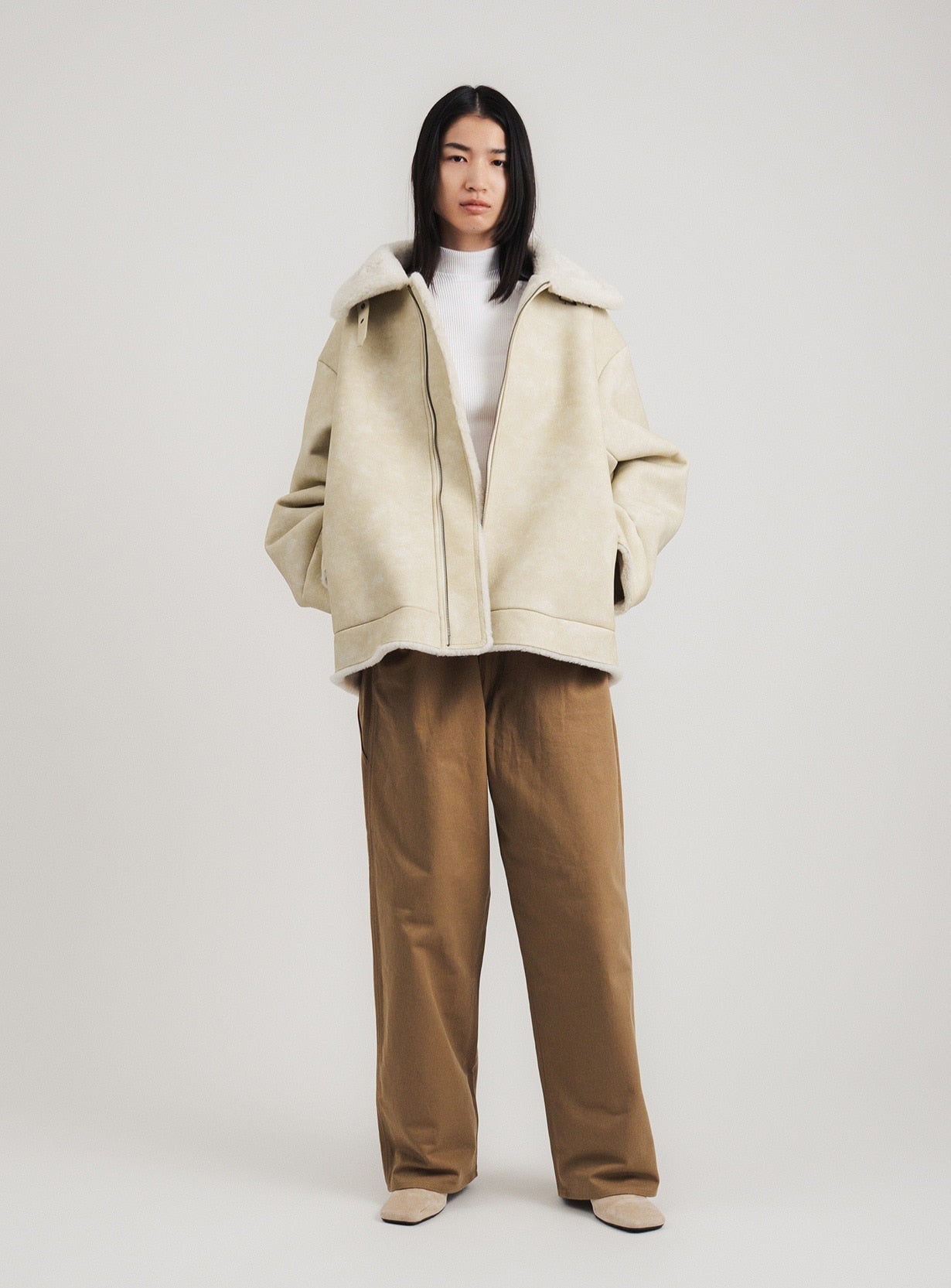 ステンカラーボアコート