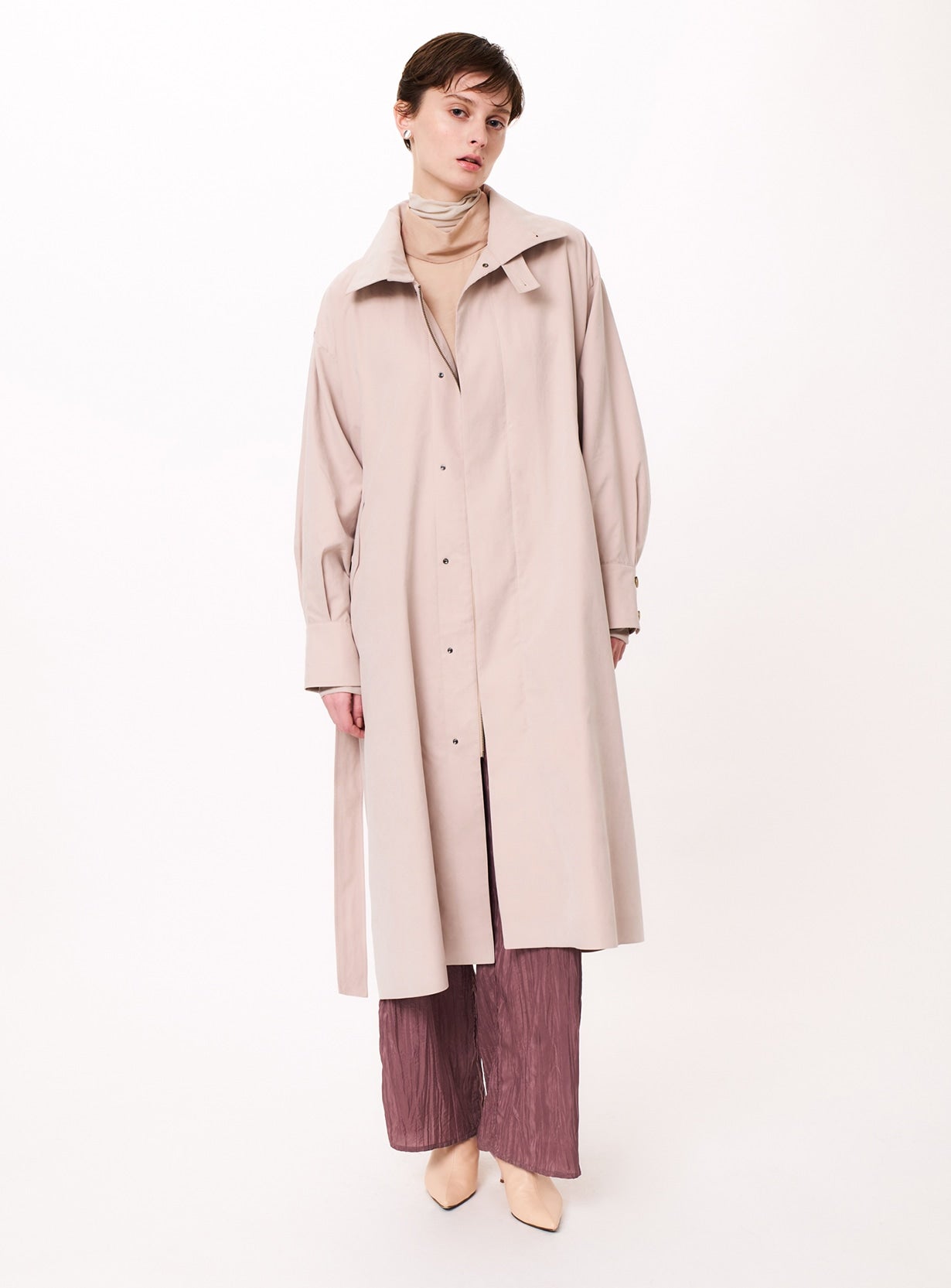 rピーチブラッシュドオーバーコート