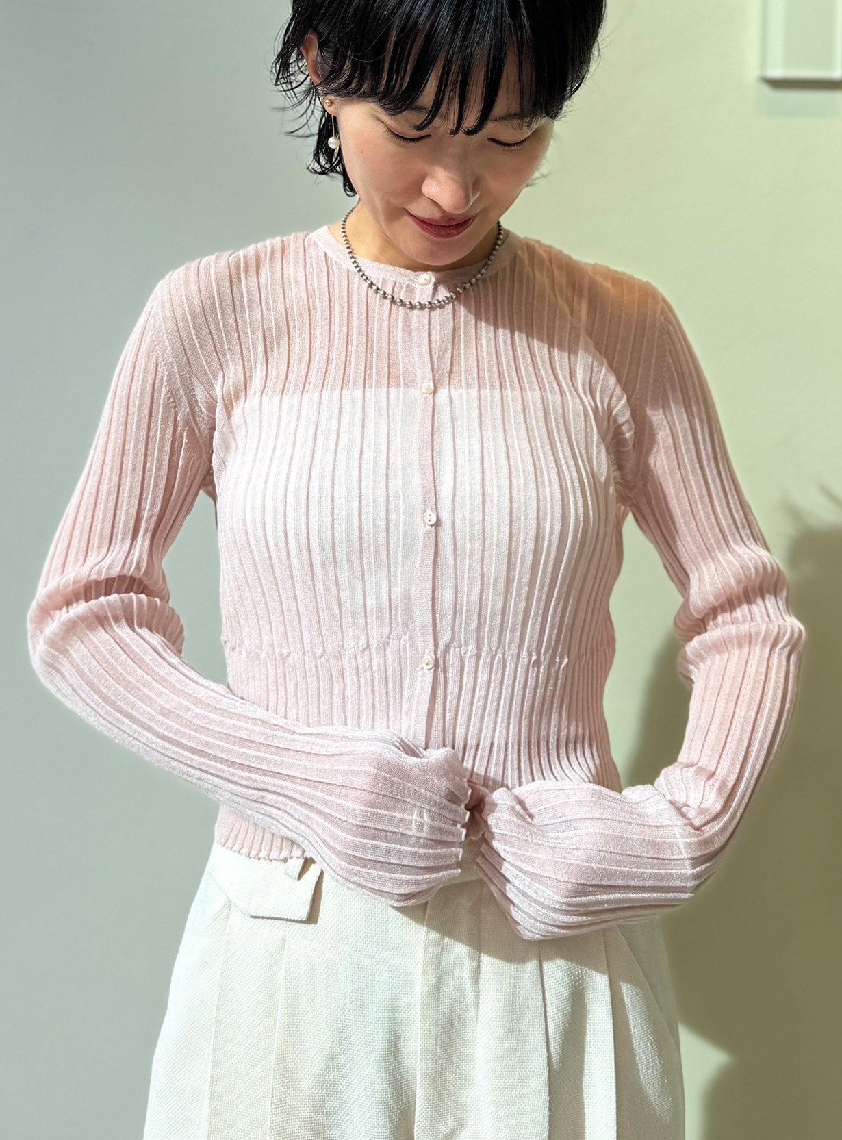 シアーリブカーディガン