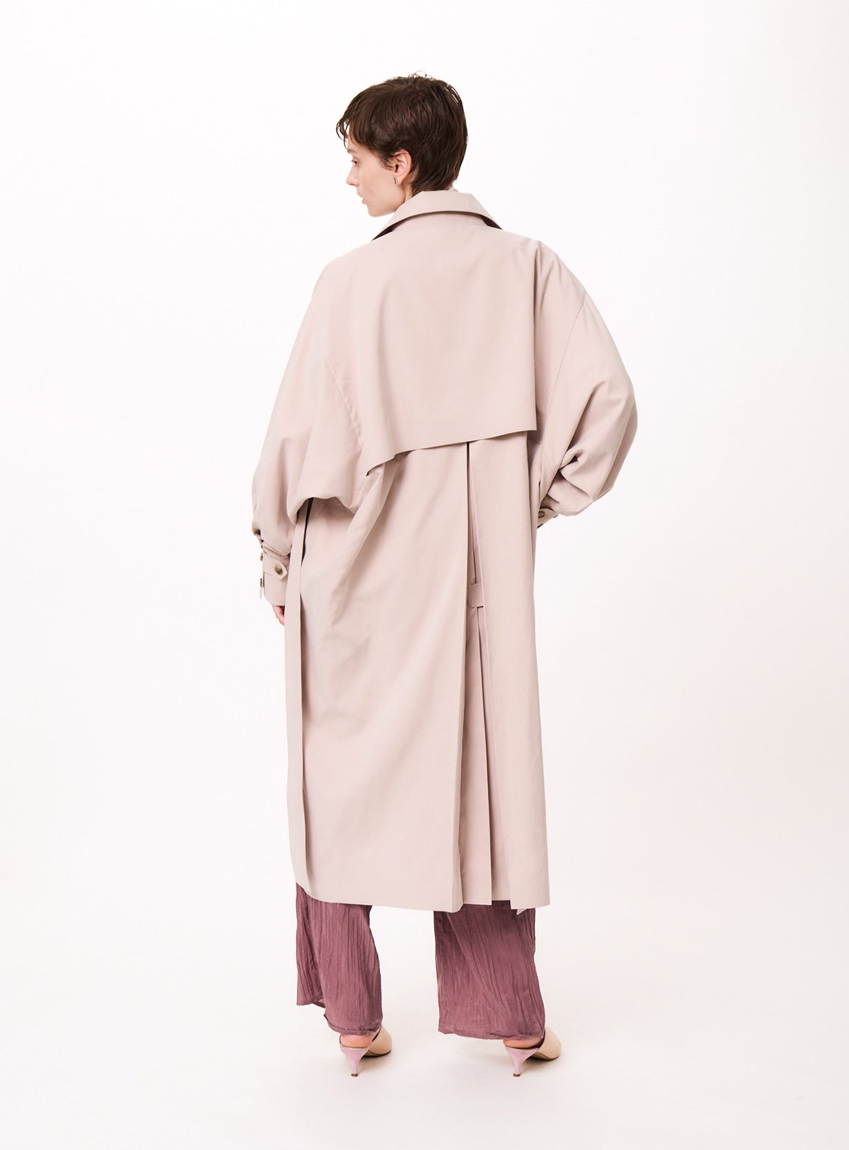 rピーチブラッシュドオーバーコート