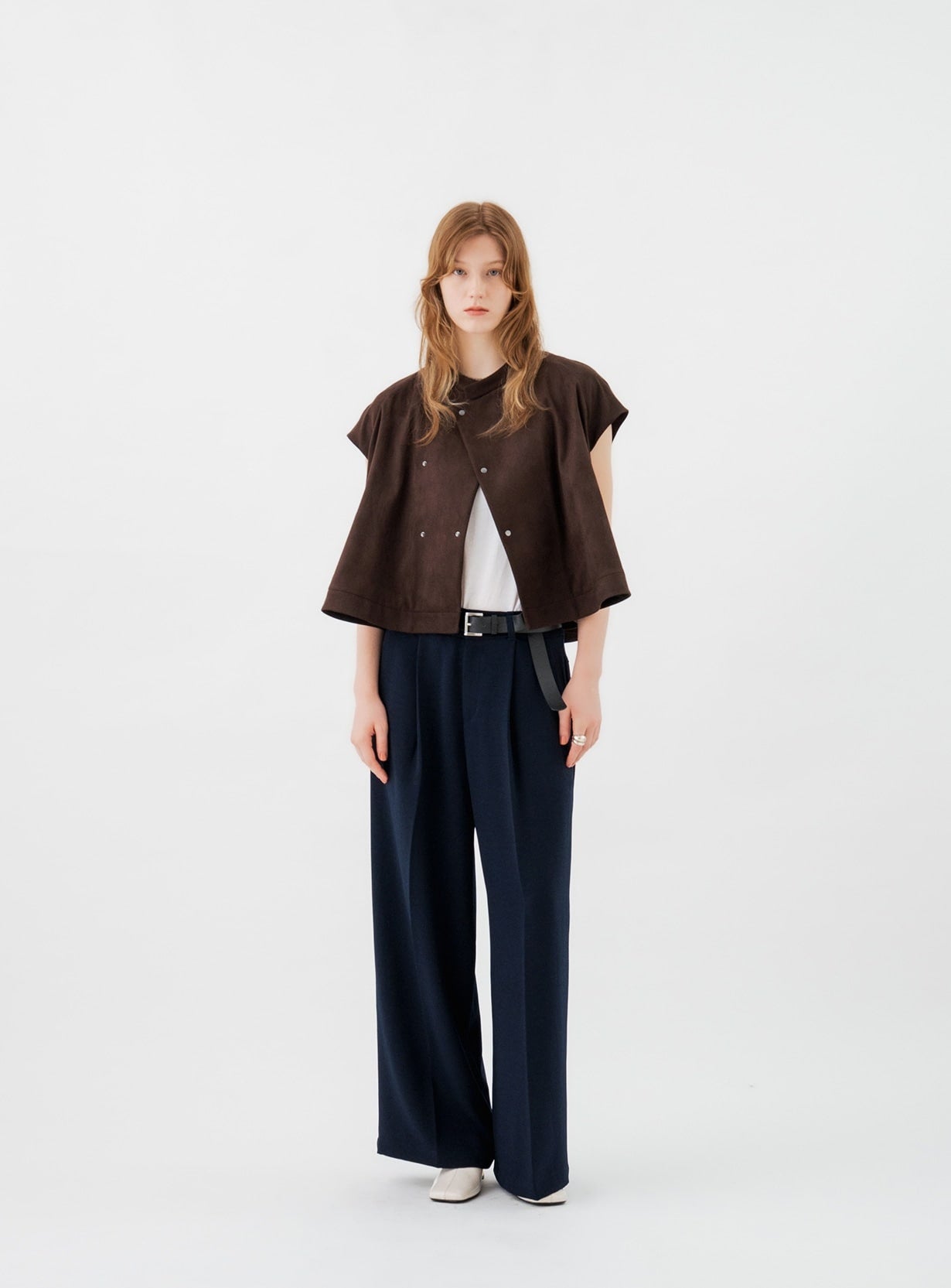 rベルテッドワイドイージーパンツ