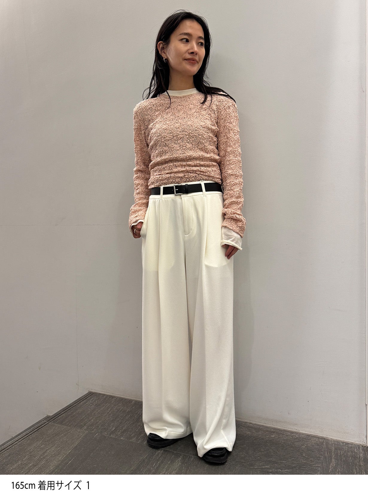 rベルテッドワイドイージーパンツ