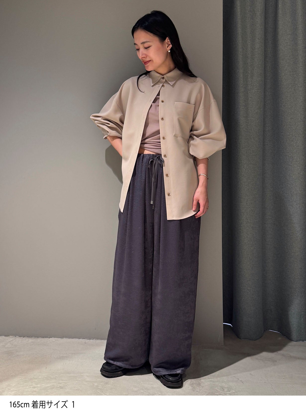 rベルベットギャザーパンツ