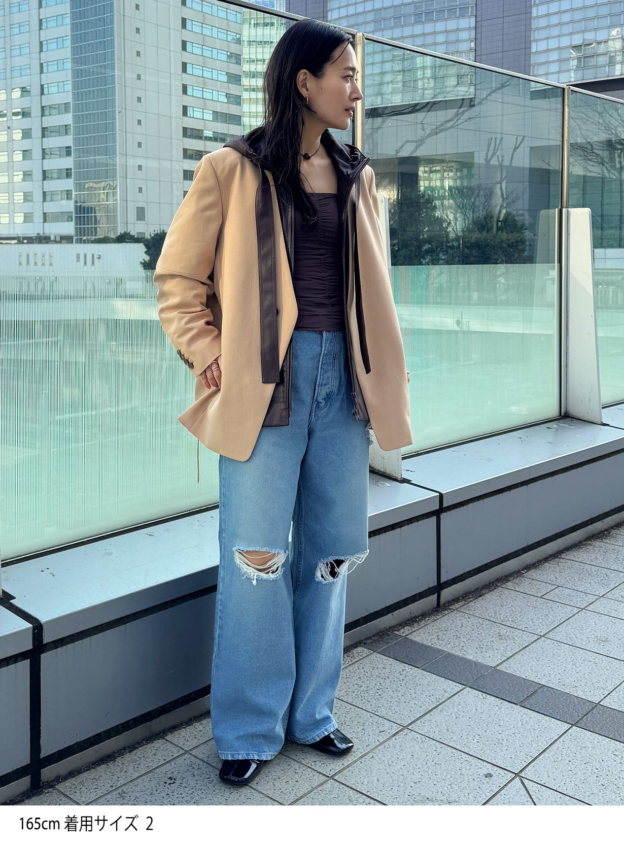 rカラーレスワイドショルダージャケット