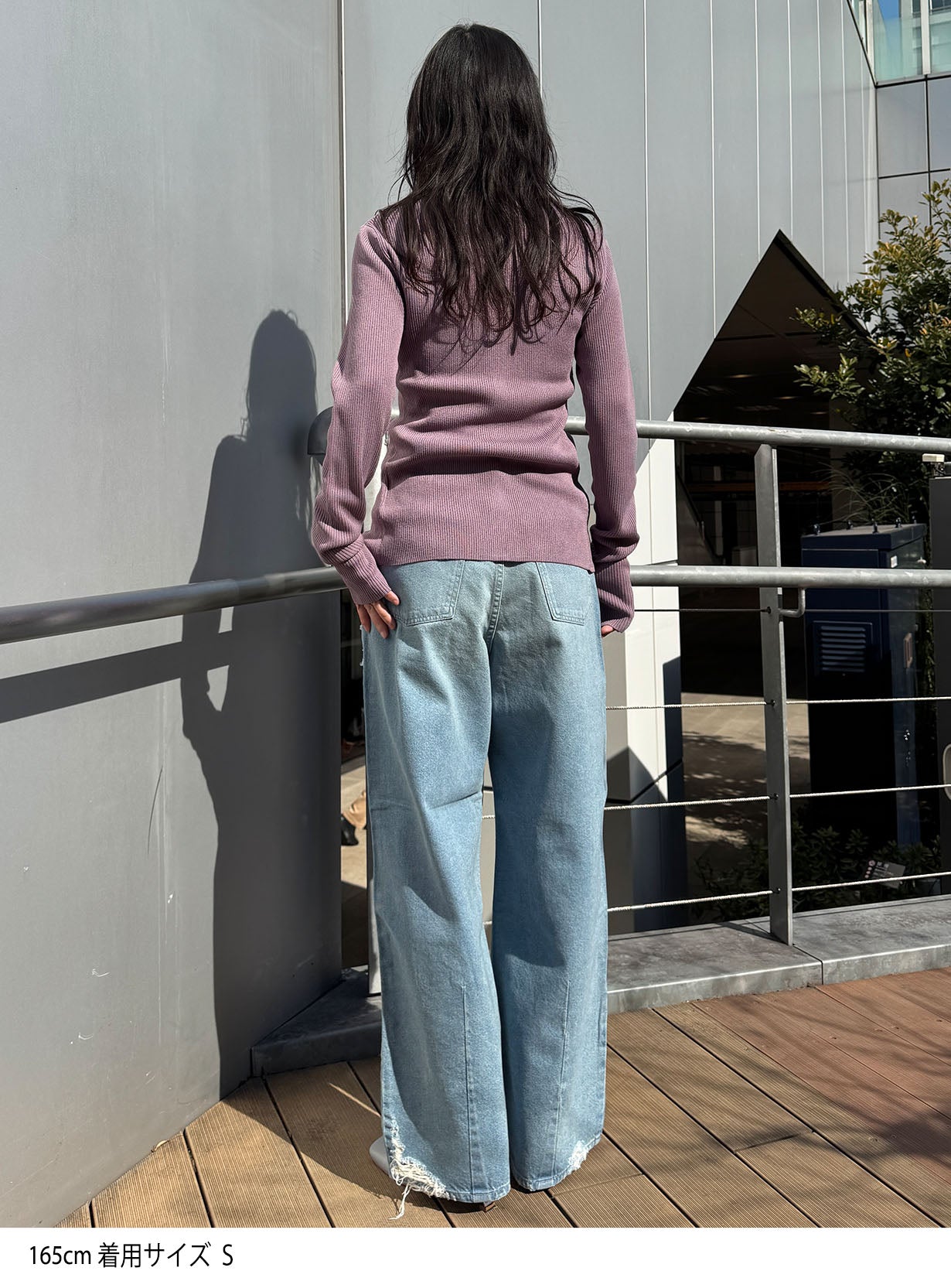 ジップアップリブニット