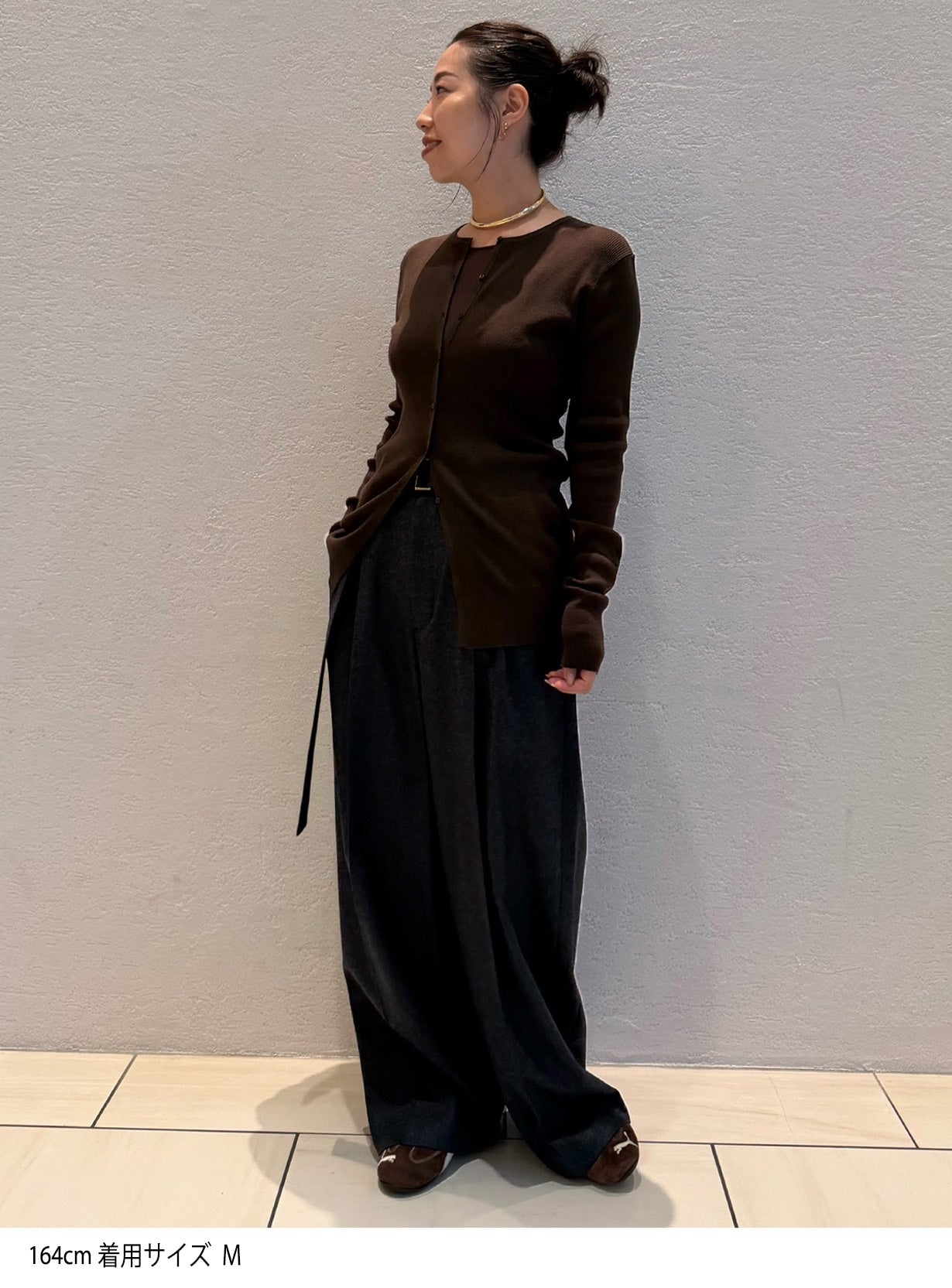 rヤクコットンリブカーディガン