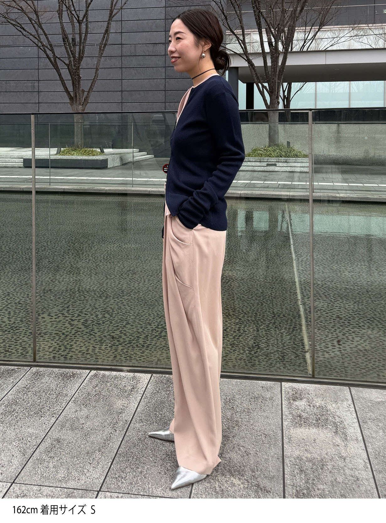 ジップアップリブニット