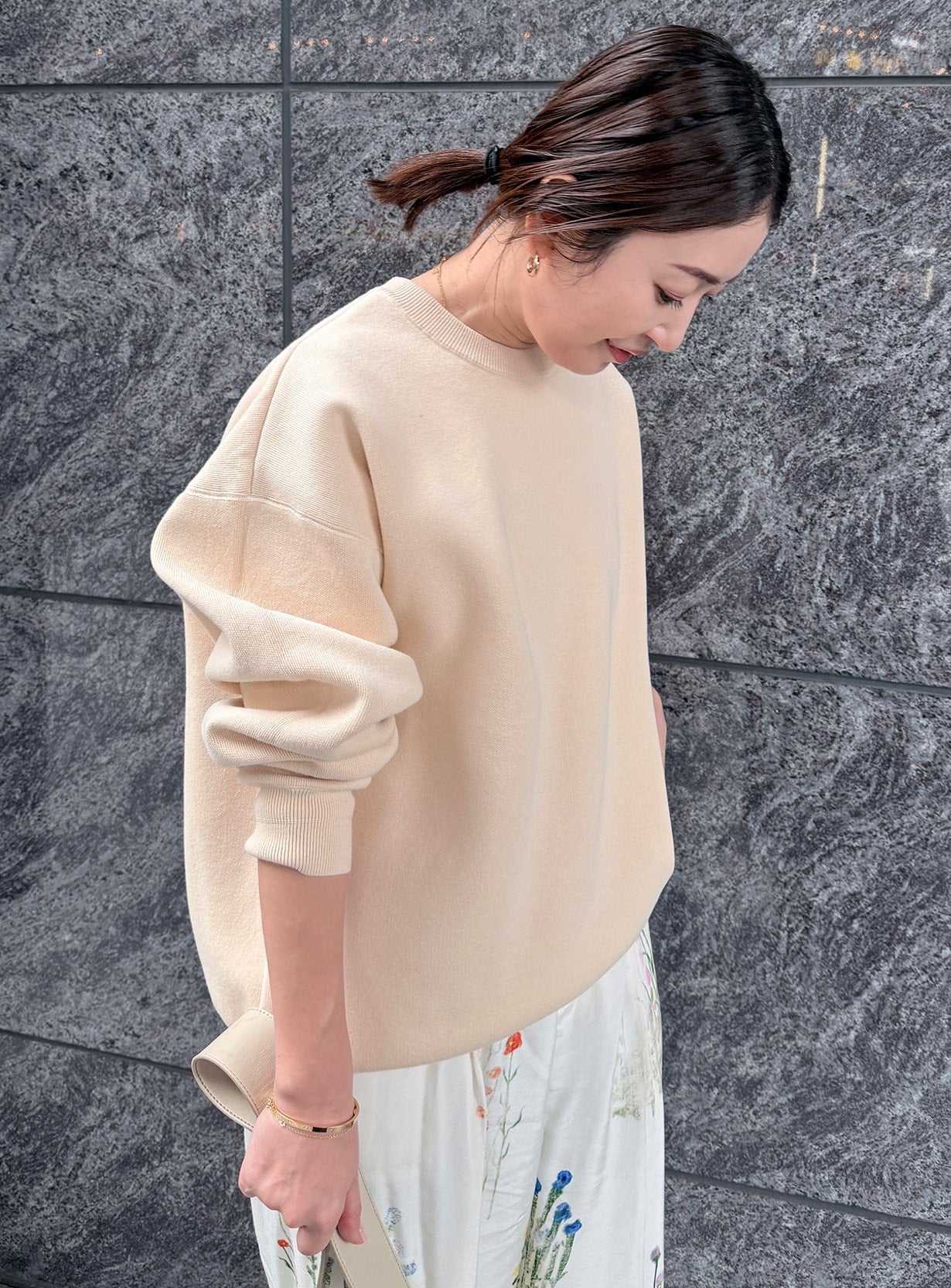 コットンニットスウェットプルオーバー