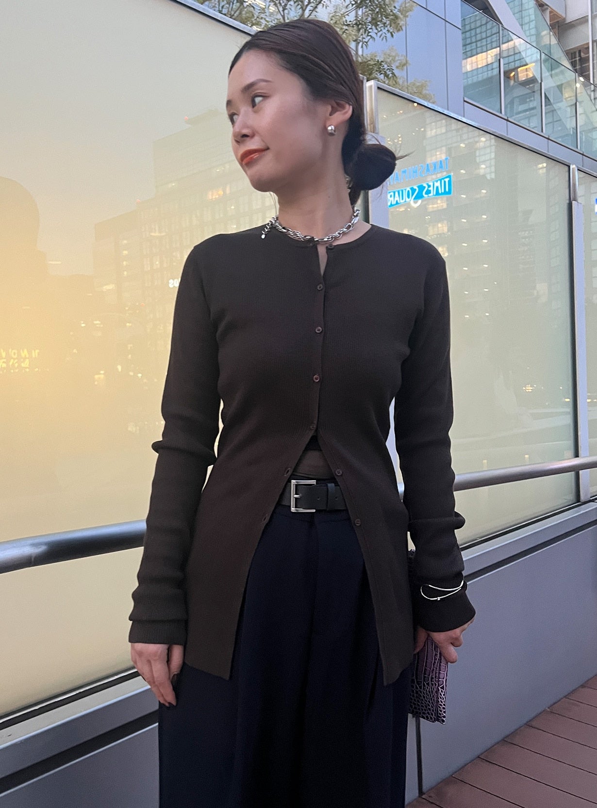 rヤクコットンリブカーディガン