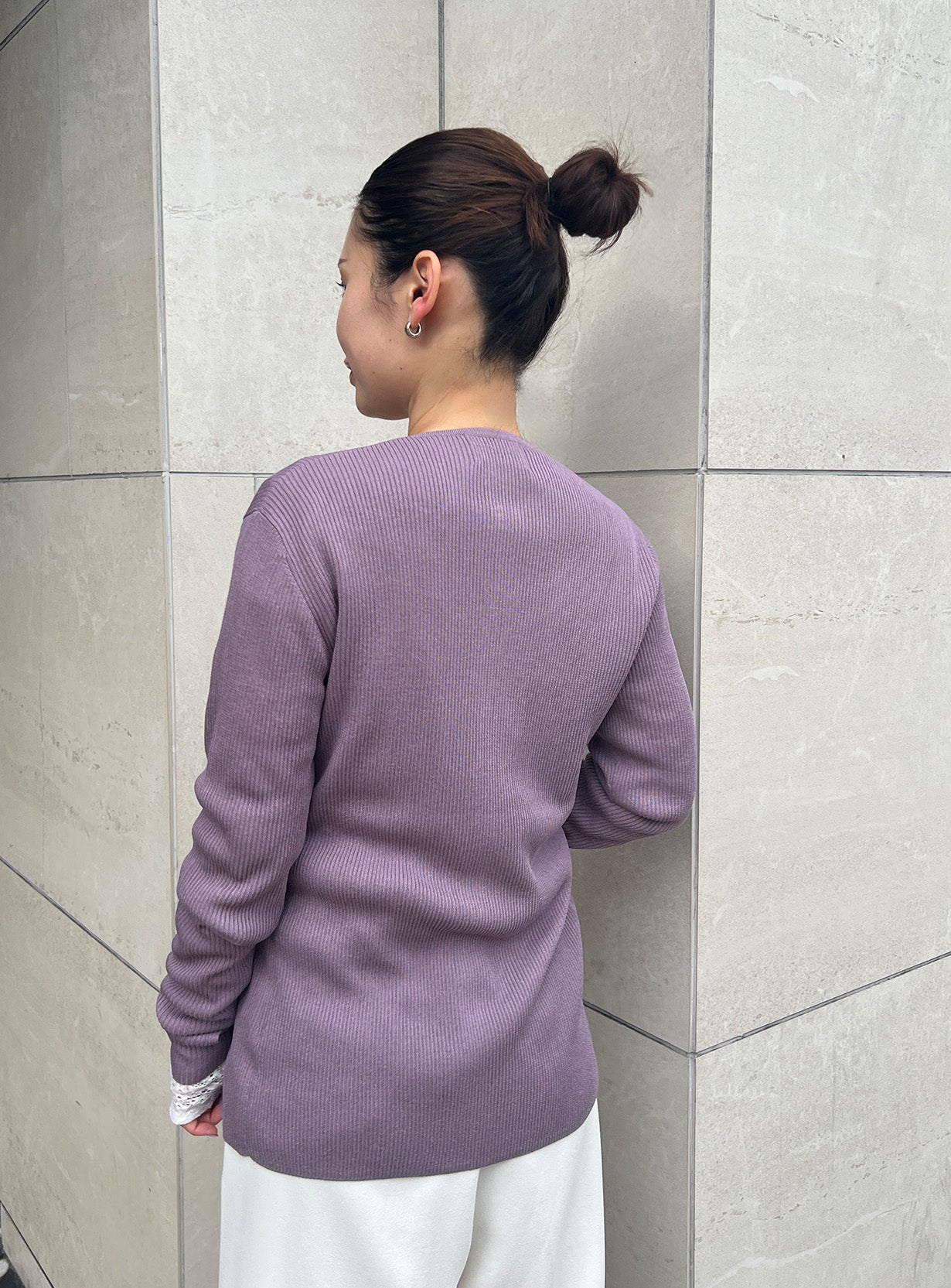 ジップアップリブニット