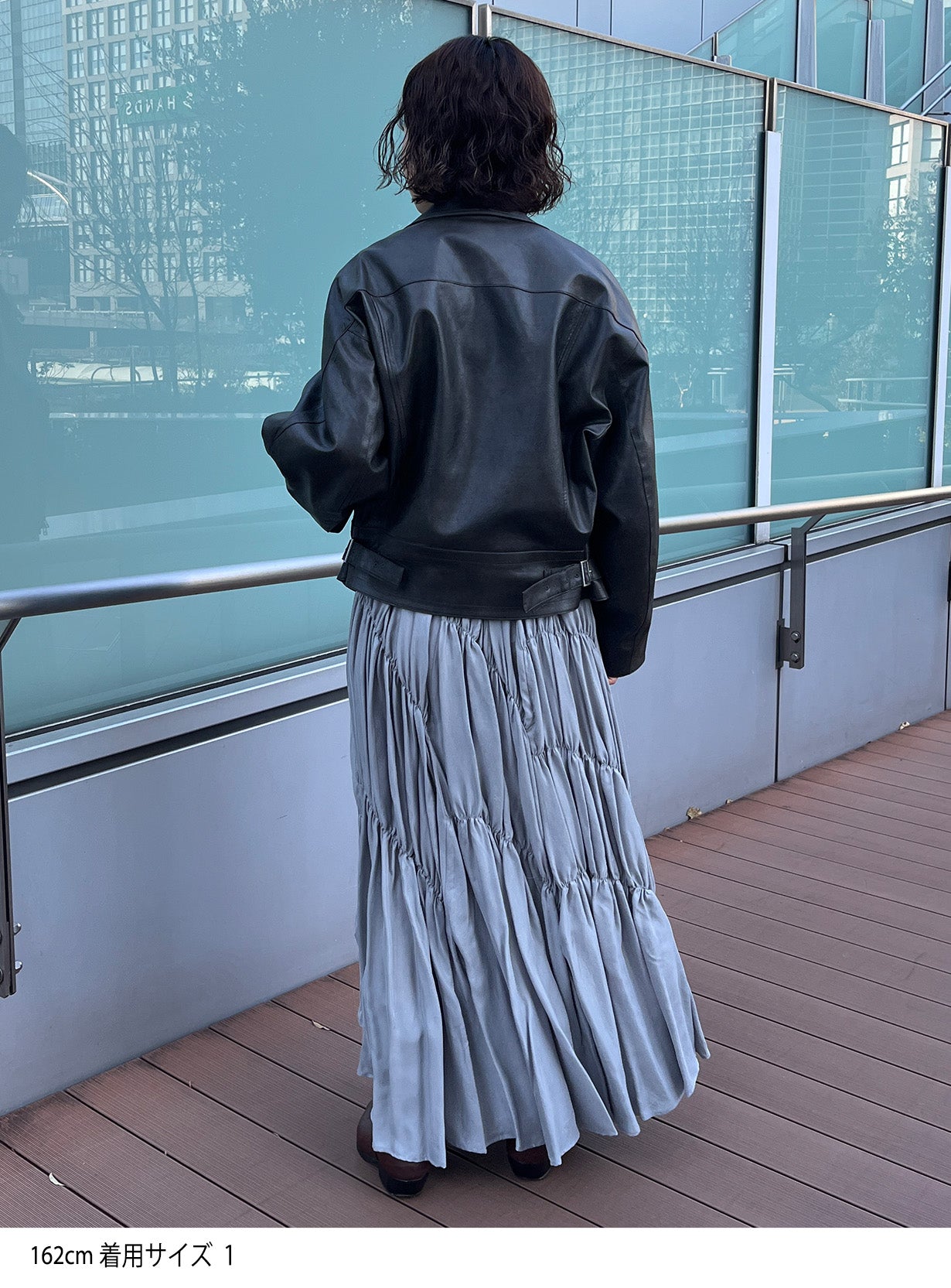 rフェイクレザーライダースブルゾン