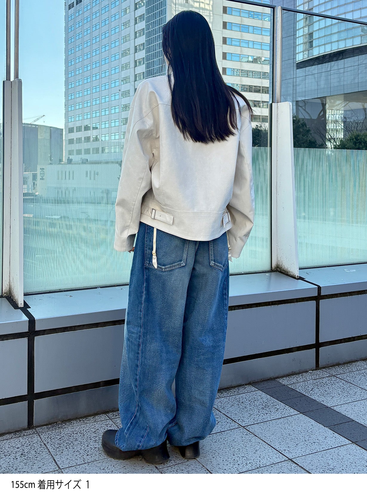 rフェイクレザーライダースブルゾン