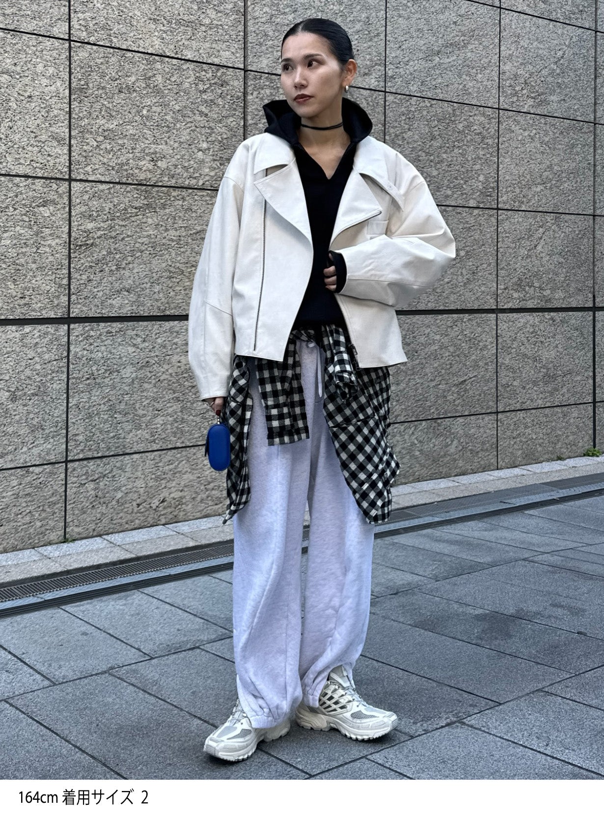 rフェイクレザーライダースブルゾン