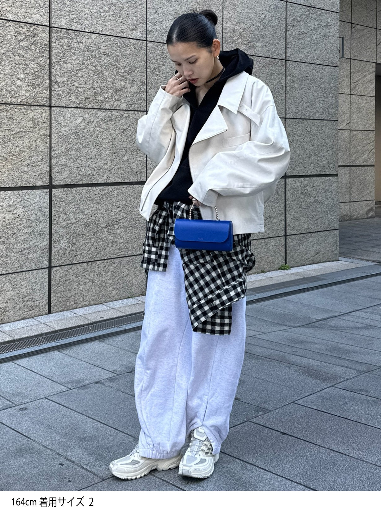 rフェイクレザーライダースブルゾン