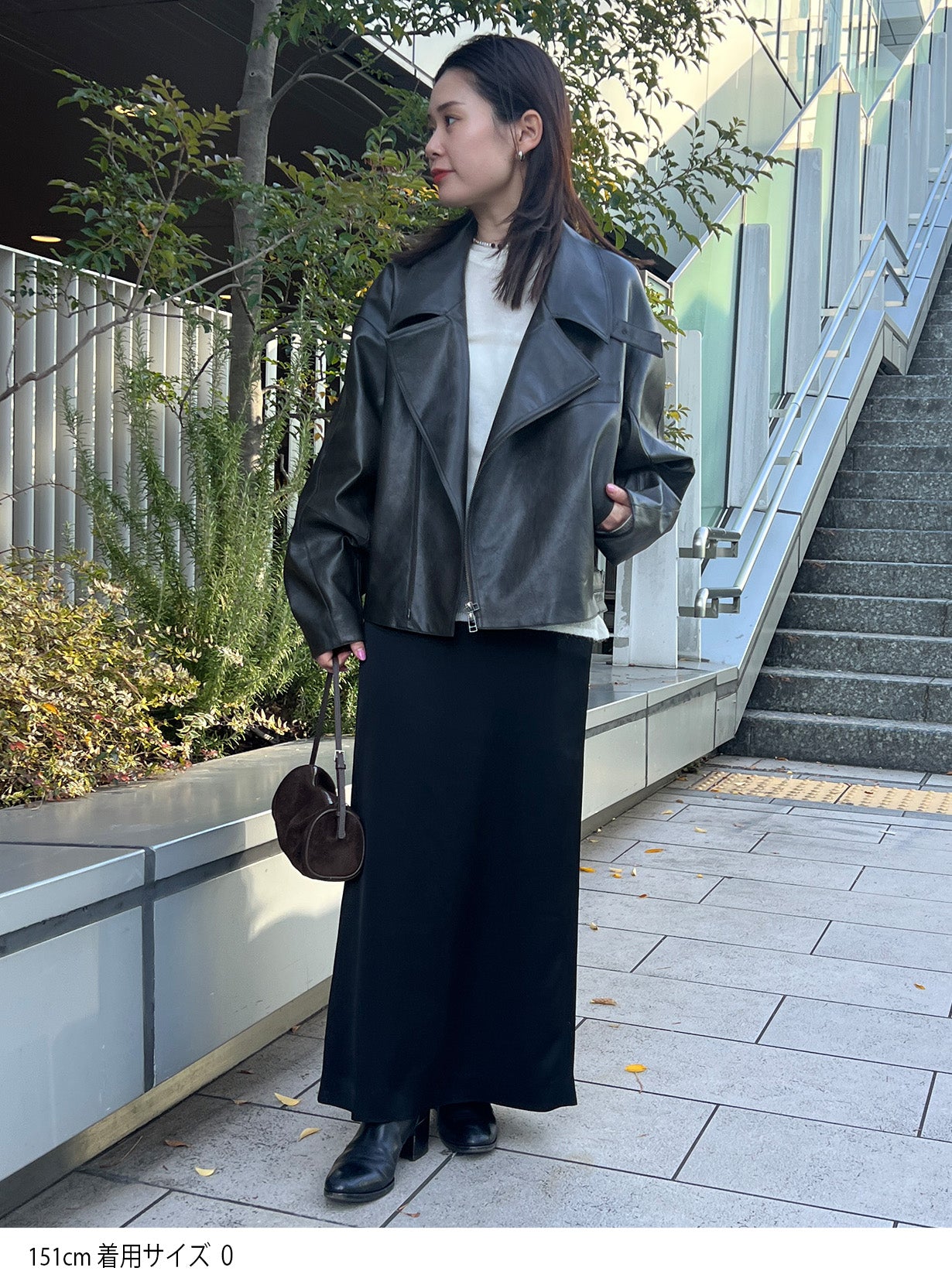 rフェイクレザーライダースブルゾン