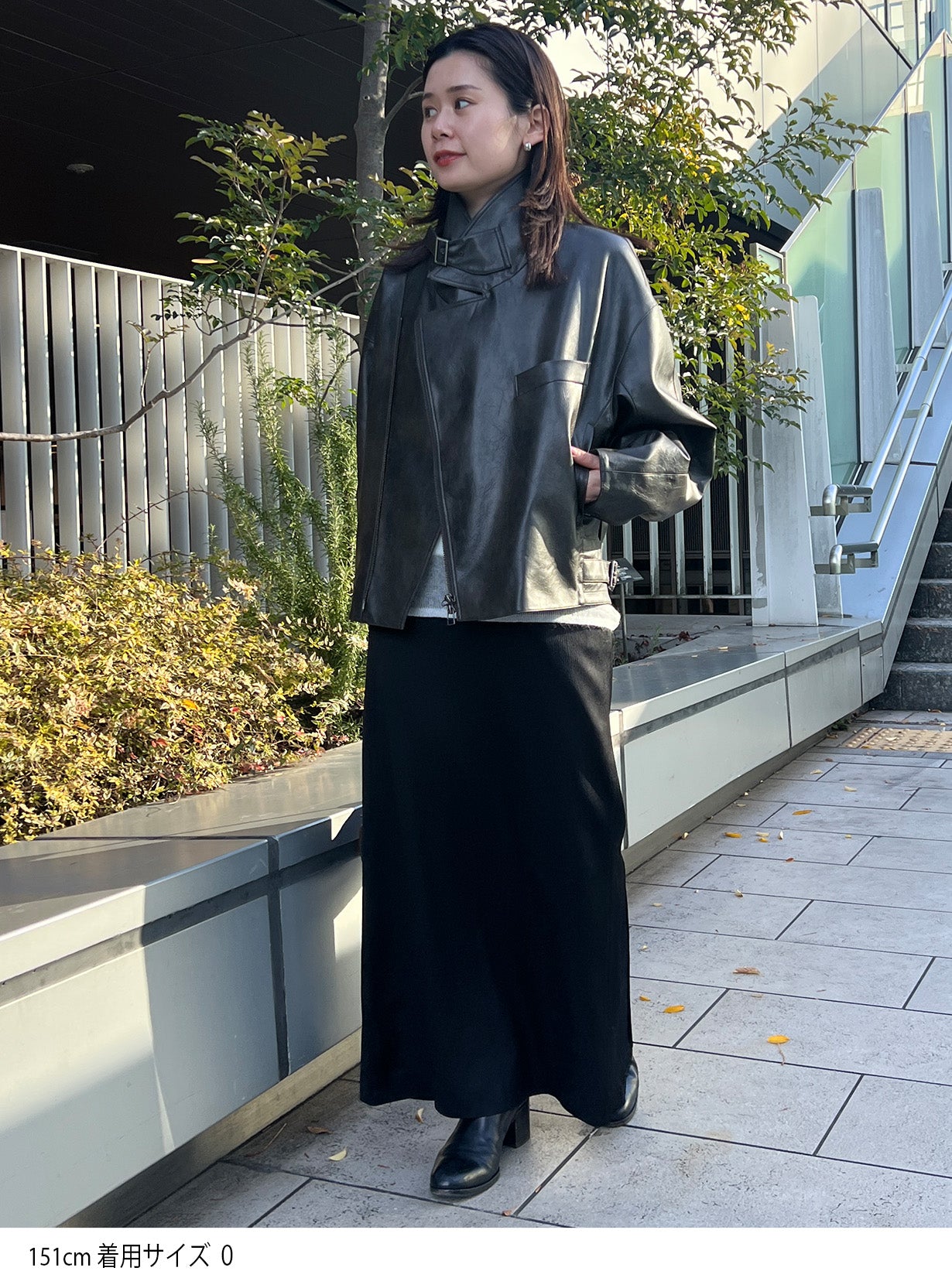 rフェイクレザーライダースブルゾン