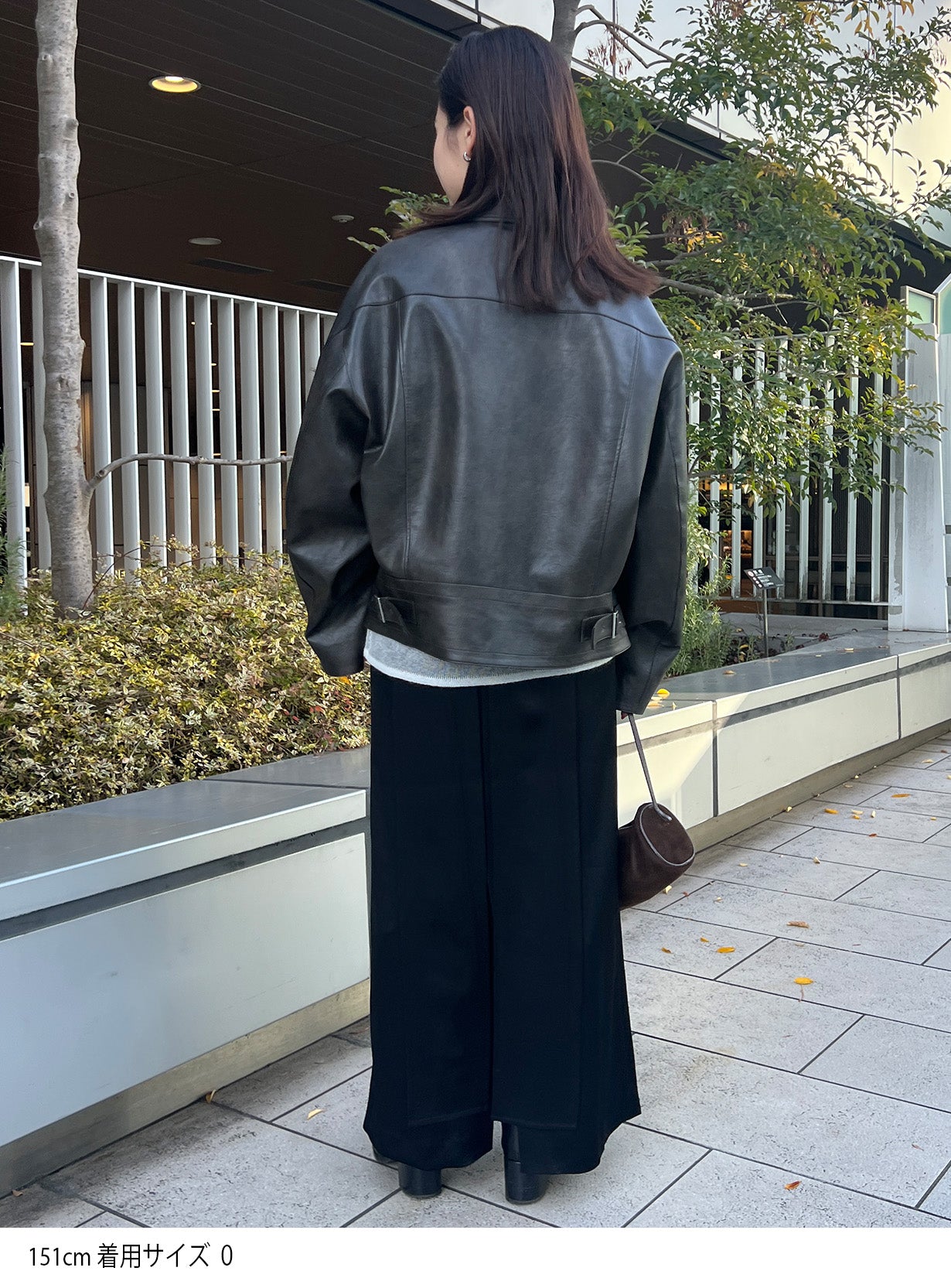 rフェイクレザーライダースブルゾン