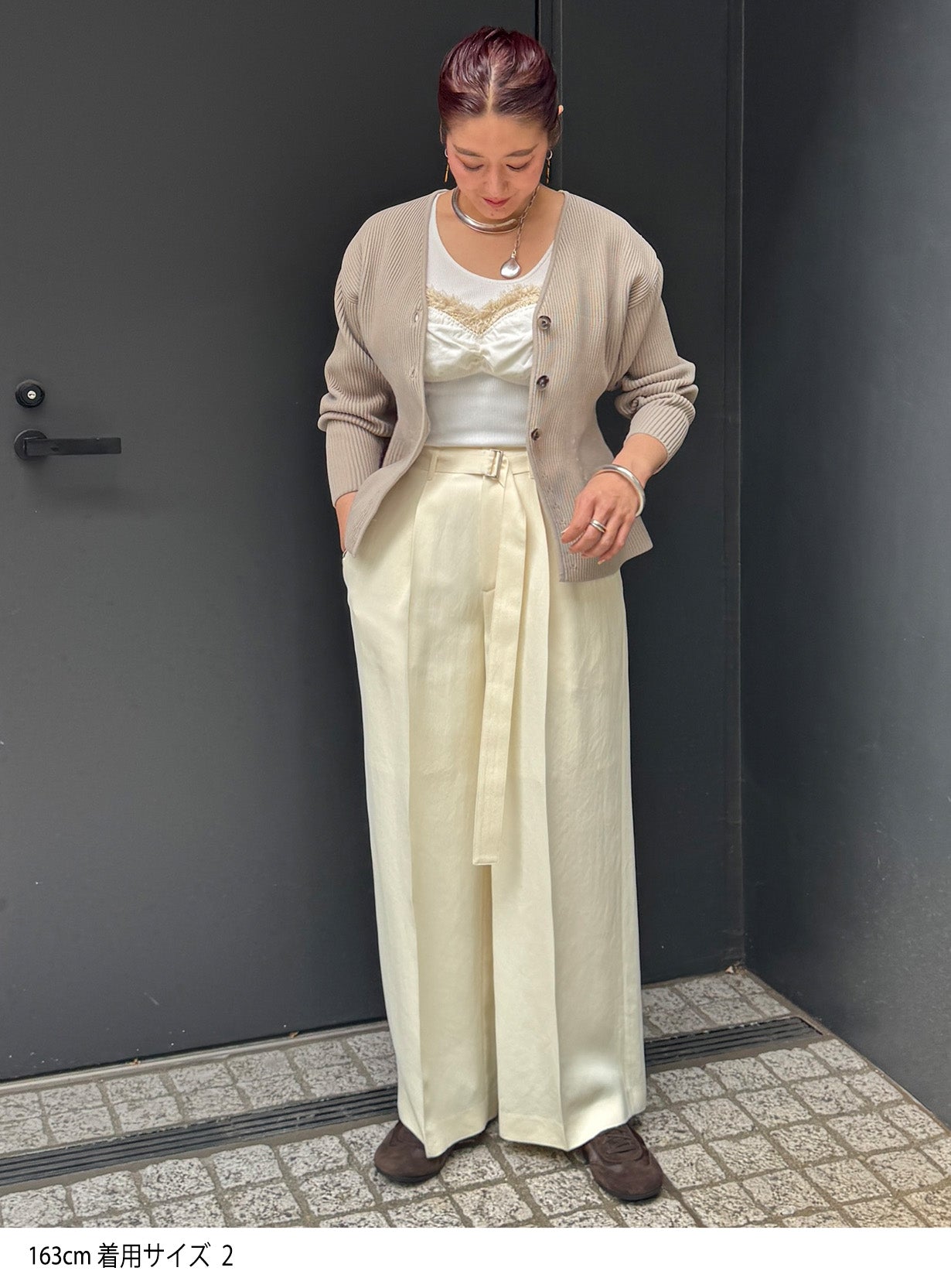 rベルテットサテンパンツ