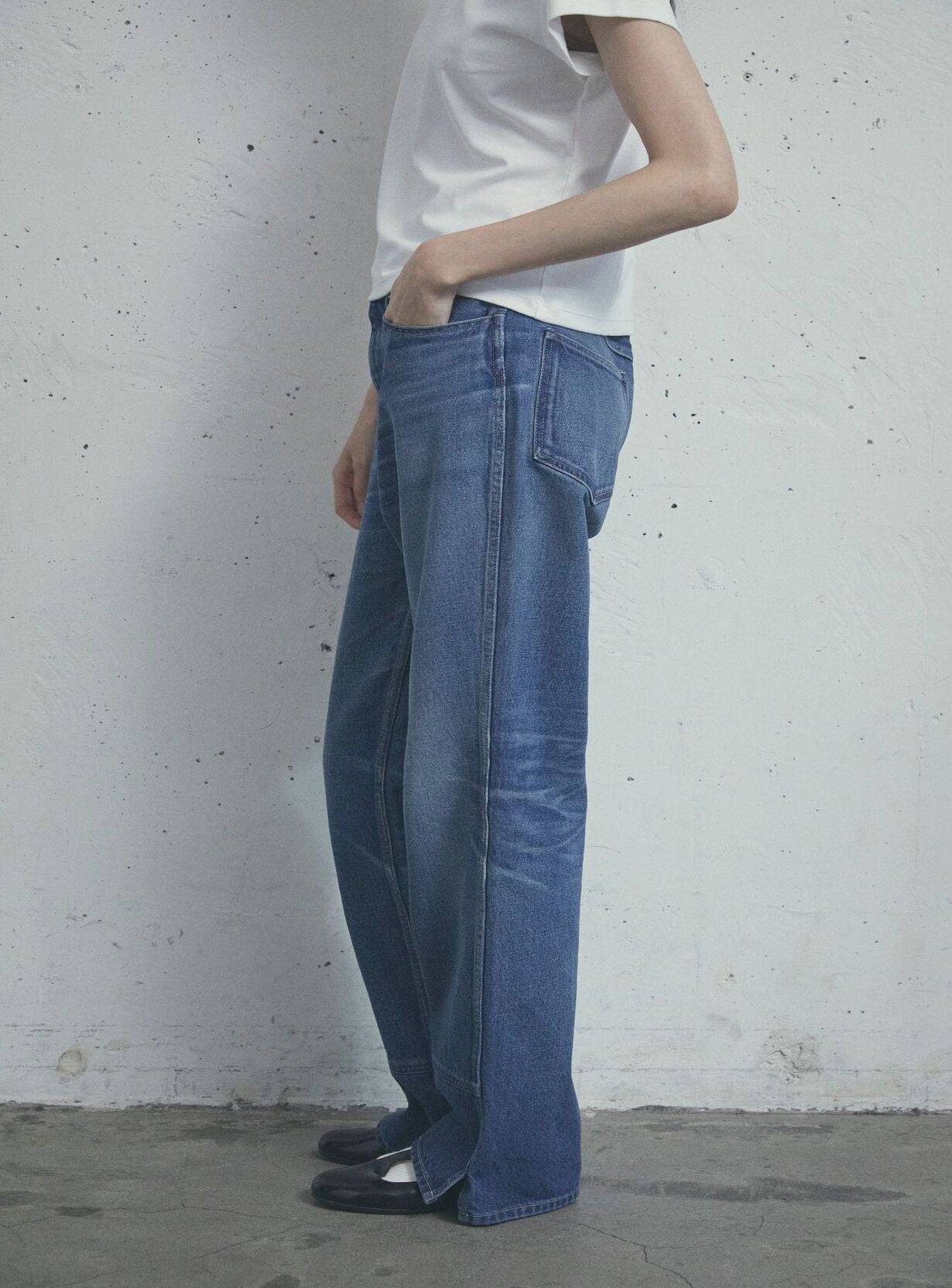 SPLIT PANEL JEANS WASH 001