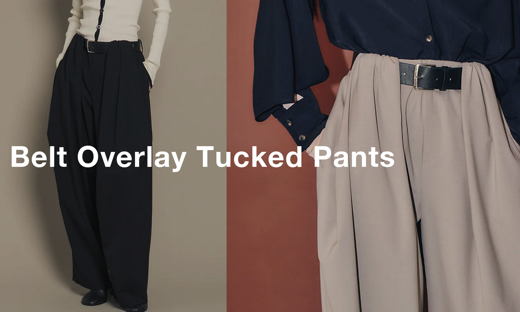 9/8 Belt Overlay Tuck Pants