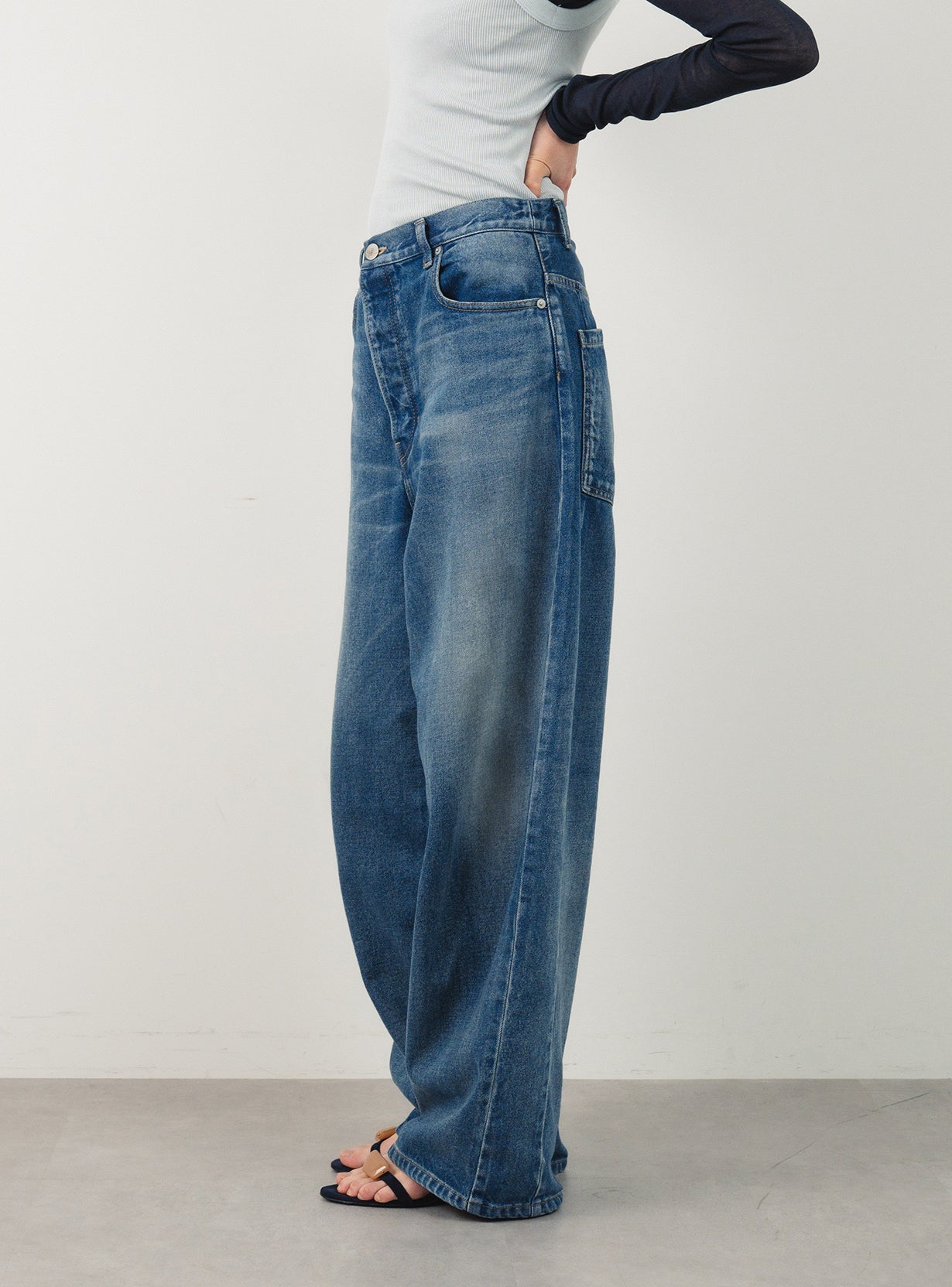 ｒミディーウォッシュドデニム