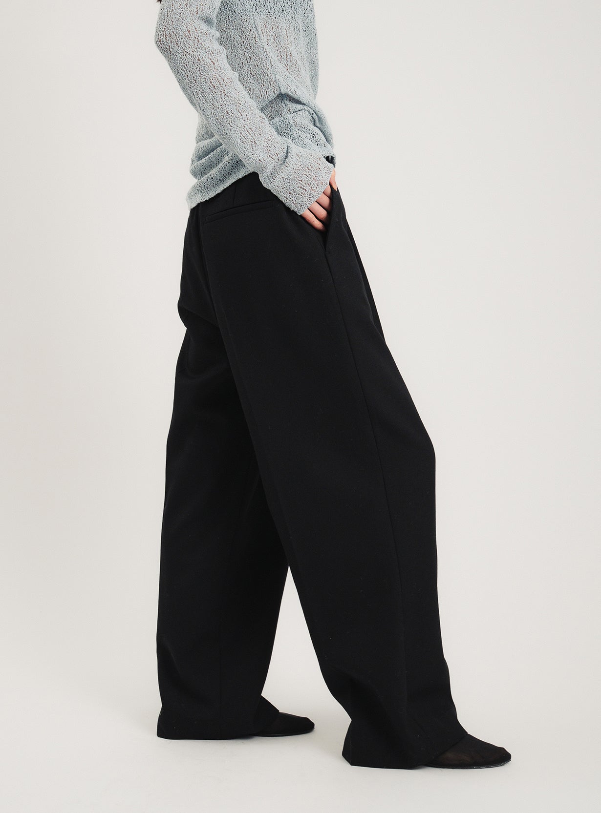 <H>ウールガゼルストレートパンツ ウールギャバストレートパンツ