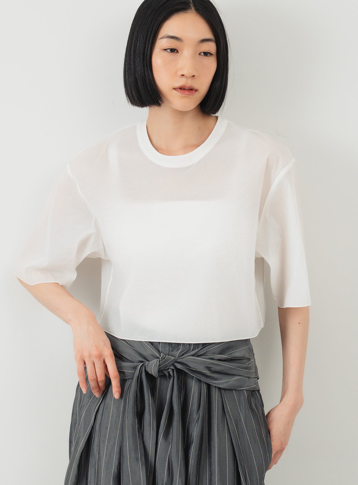 シアーストレッチクロップドT