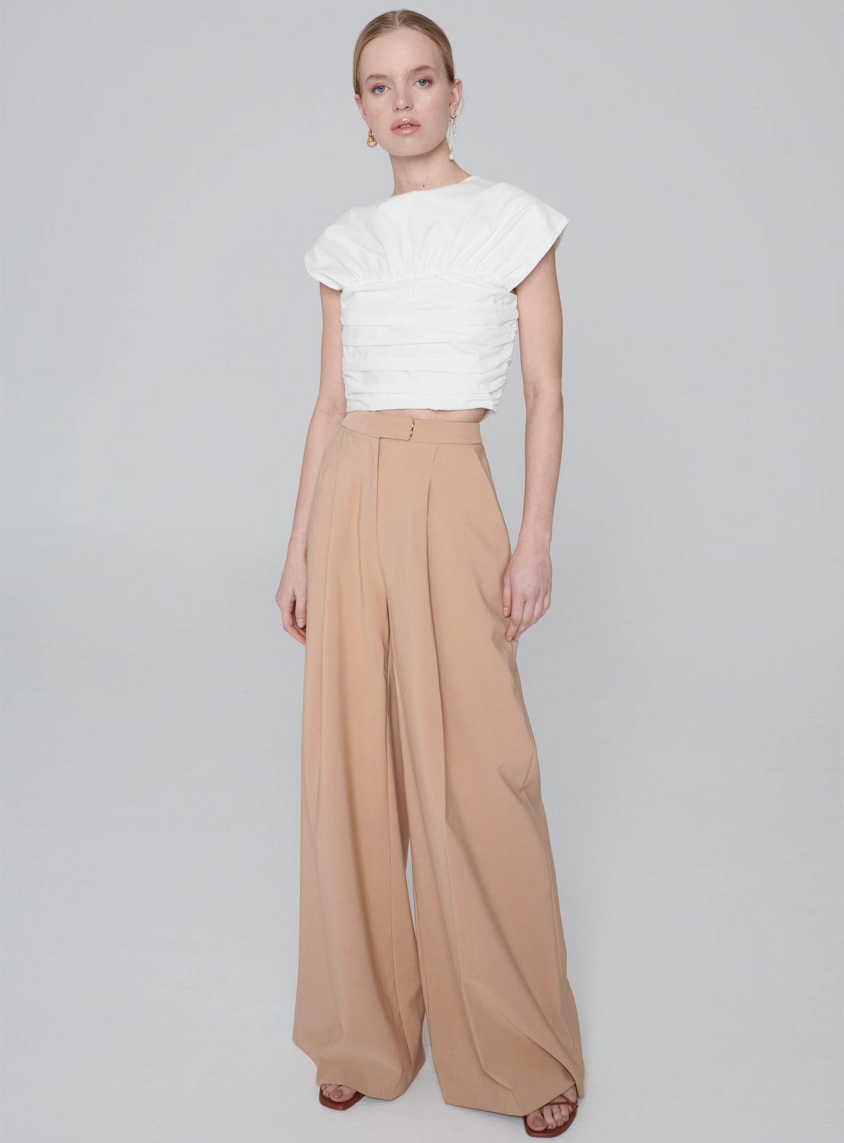 Poplin 2-Way Ruched Top