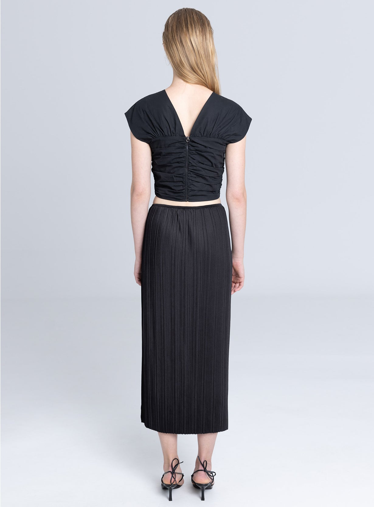Poplin 2-Way Ruched Top