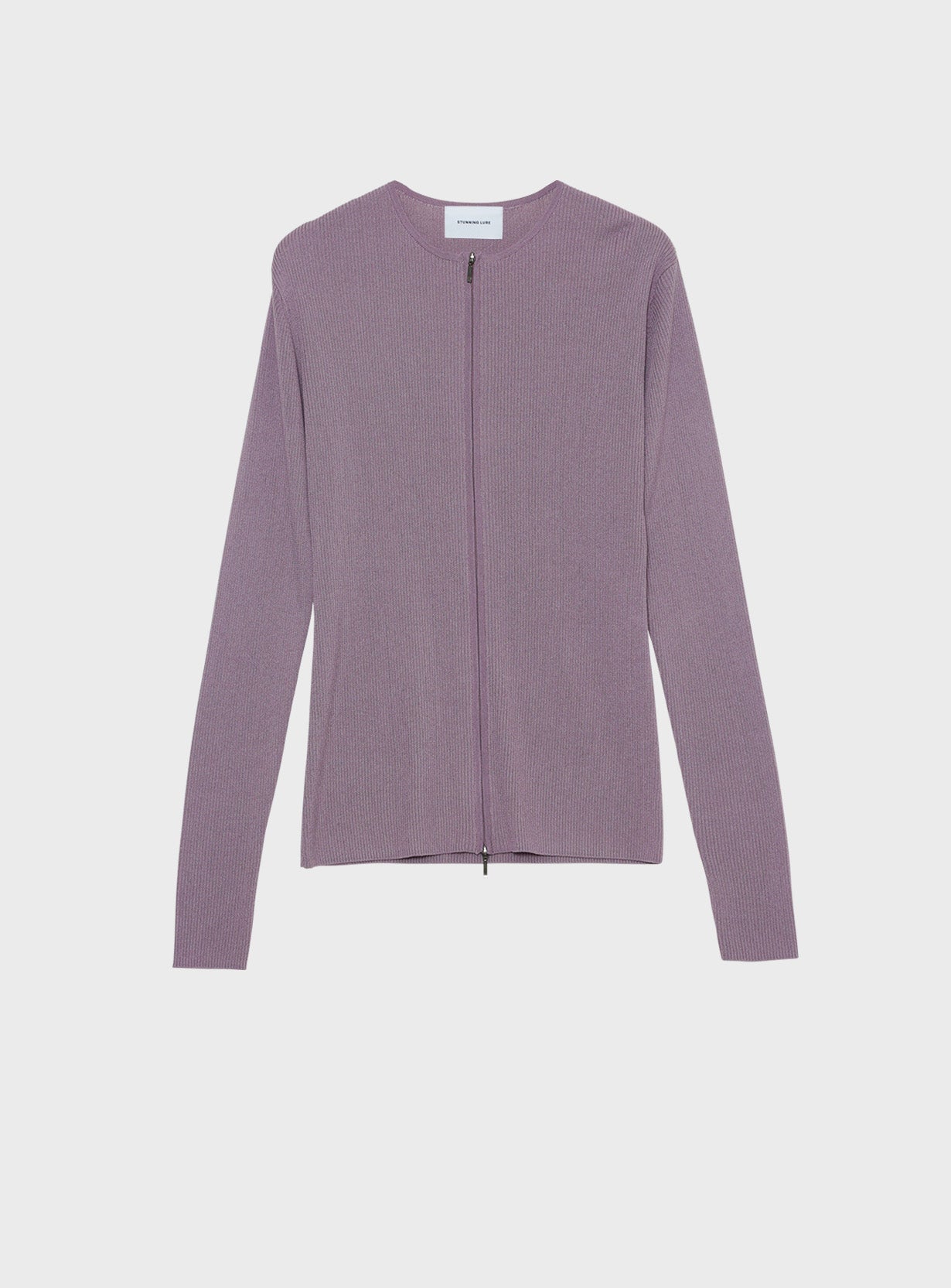 ジップアップリブニット